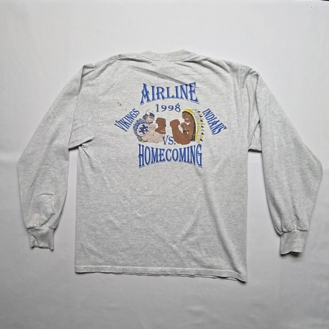 Vintage Vintage Airline Homecoming Vikings Indians Gray Graphic Tee Size US M / EU 48-50 / 2 - 1 Thumbnail