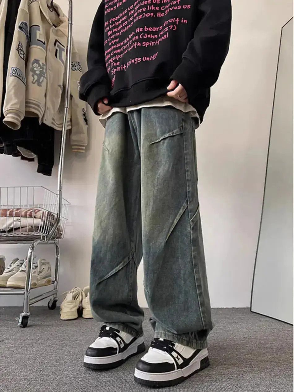 Japanese Brand Retro washed pleated wide leg jeans Size US 32 / EU 48 - 1 Thumbnail