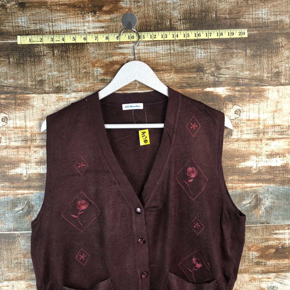 Homespun Knitwear × Japanese Brand Blue Motion Maroon vintage Vest Knitwear #A1310 Size M / US 6-8 / IT 42-44 - 5 Thumbnail