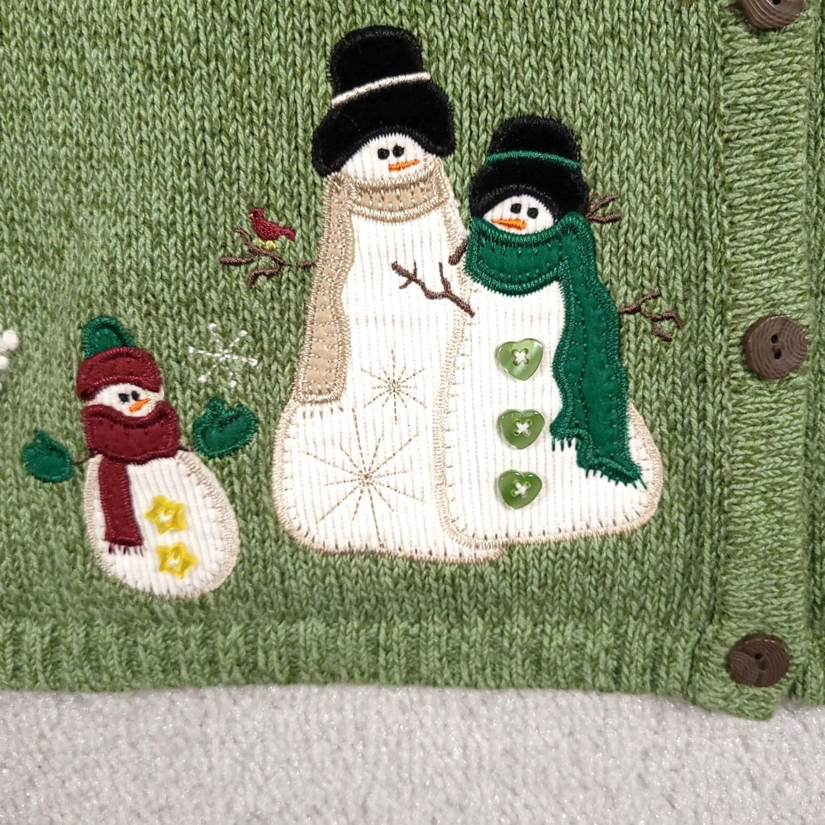 Vintage VINTAGE Christopher & Banks Sweater Vest Shirt Women Medium Green Button Up Collar Snow 80s 90s Holiday Garden Cottagecore Size M / US 6-8 / IT 42-44 - 6 Thumbnail