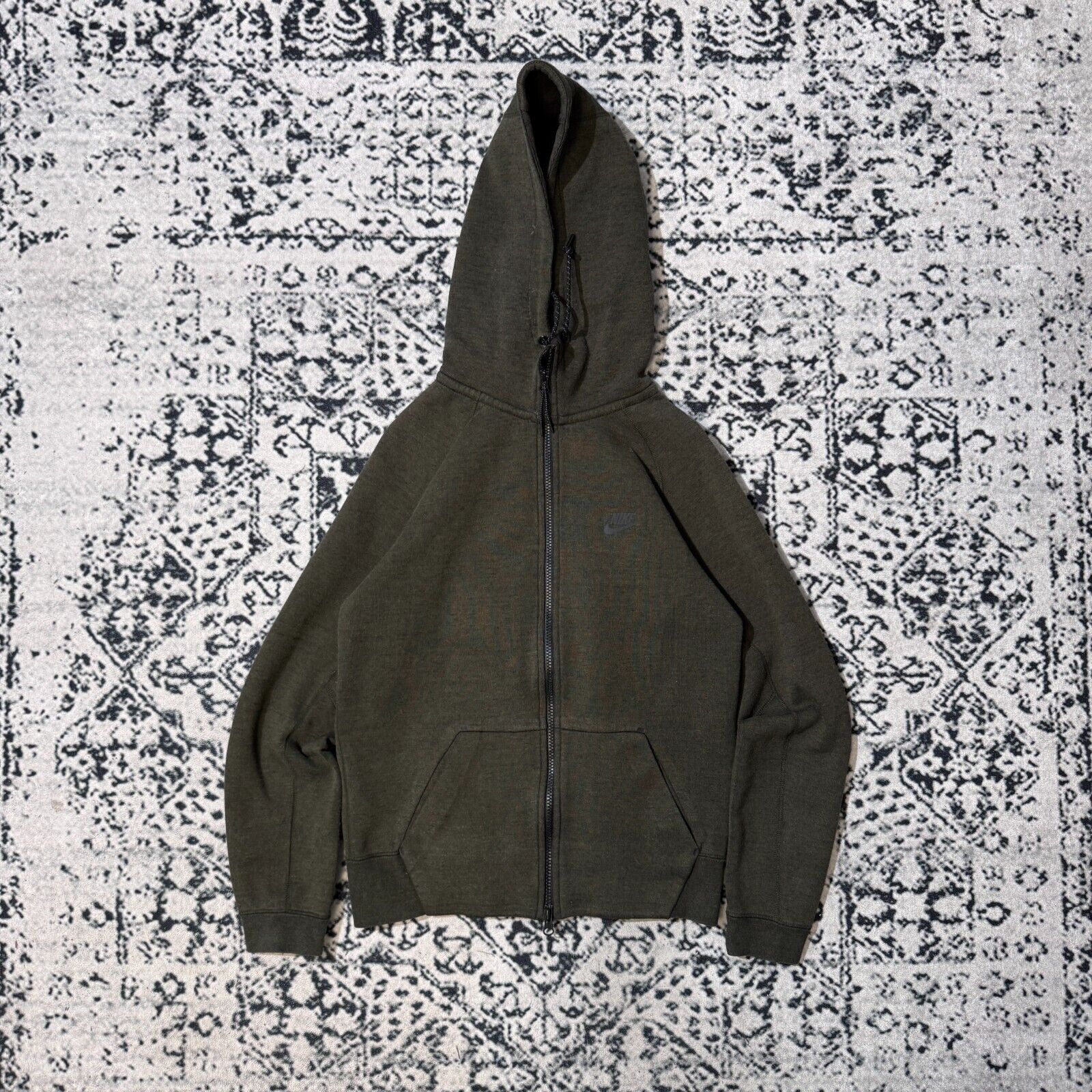Nike × Vintage Vintage Nike Khaki Cotton Hoodie Size S Tech Fleece Drill Size US S / EU 44-46 / 1 - 1 Thumbnail