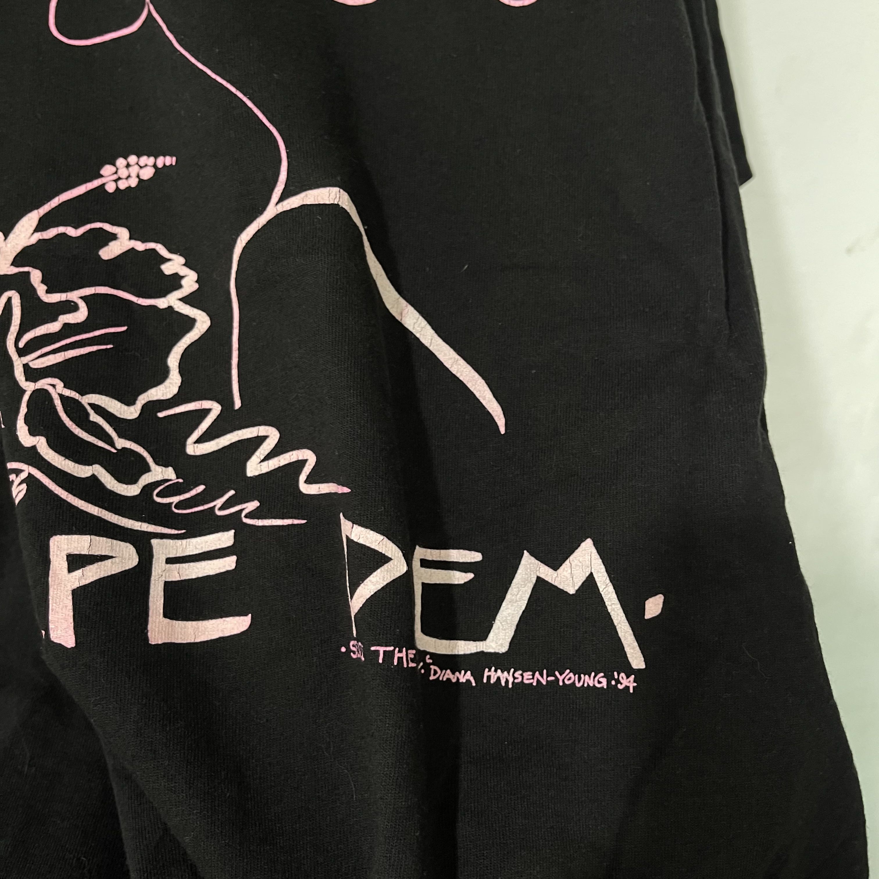 Vintage Vintage 90s Carpe Diem Line Art Girl T-Shirt Size US XXL / EU 58 / 5 - 3 Thumbnail