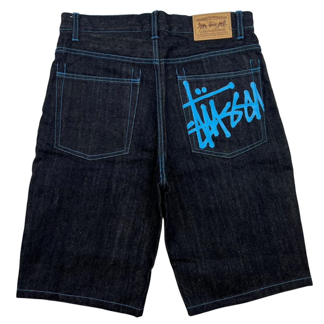 Stussy Vintage 2000s Stussy Spellout Denim Shorts / Jorts Waist 32 Size US 32 / EU 48 - 1 Thumbnail