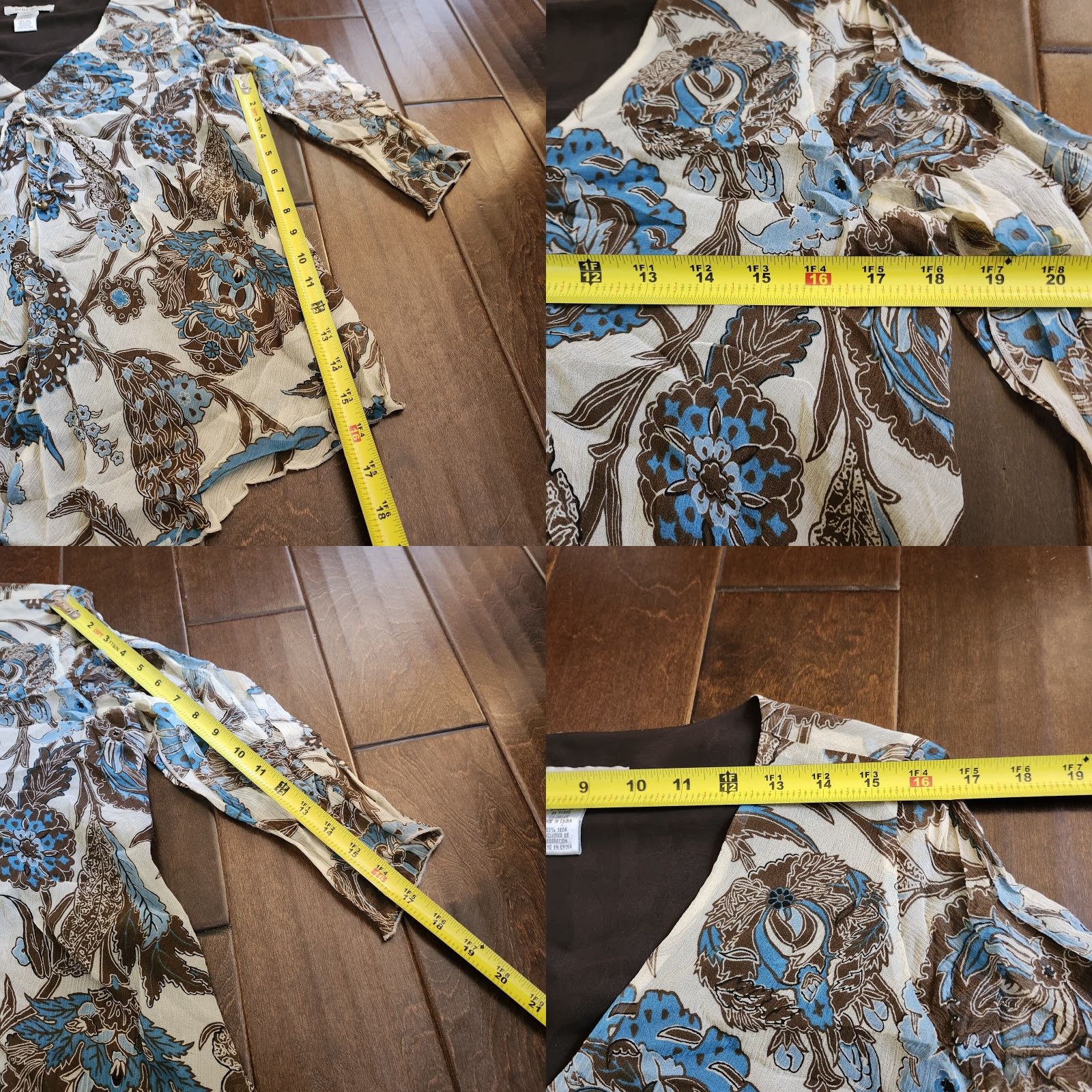 Nine West Nine West Women's Floral V-Neck Blouse - Silk - Size 8 - Multicolor - 3/4 Sleeve - Regular - Pullover - Blouse - Women - Floral - 90s Theme Size M / US 6-8 / IT 42-44 - 8 Thumbnail