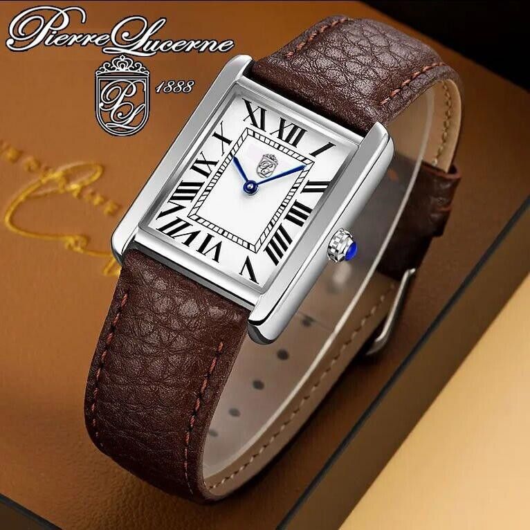 Swiss Design Pierre Lucerne Tank Mens Watch Brown Band