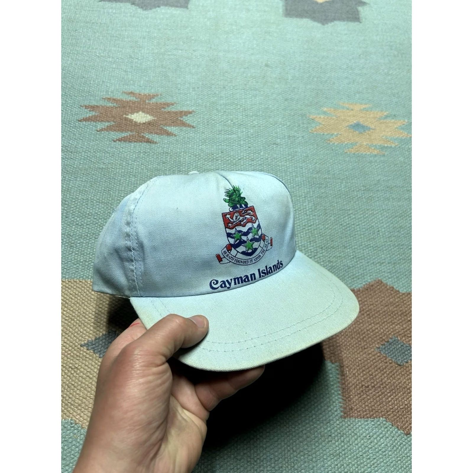 Vintage VINTAGE Blue Ocean Snapback Hat Cap Cayman Islands faded blue beach ocean Adjustable Men Size ONE SIZE - 2 Thumbnail