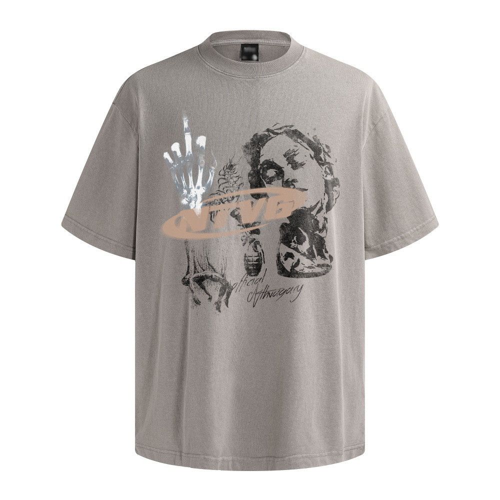 Japanese Brand Men's Distressed High Street Skull Hand Print T-shirt Size US M / EU 48-50 / 2 - 1 Thumbnail
