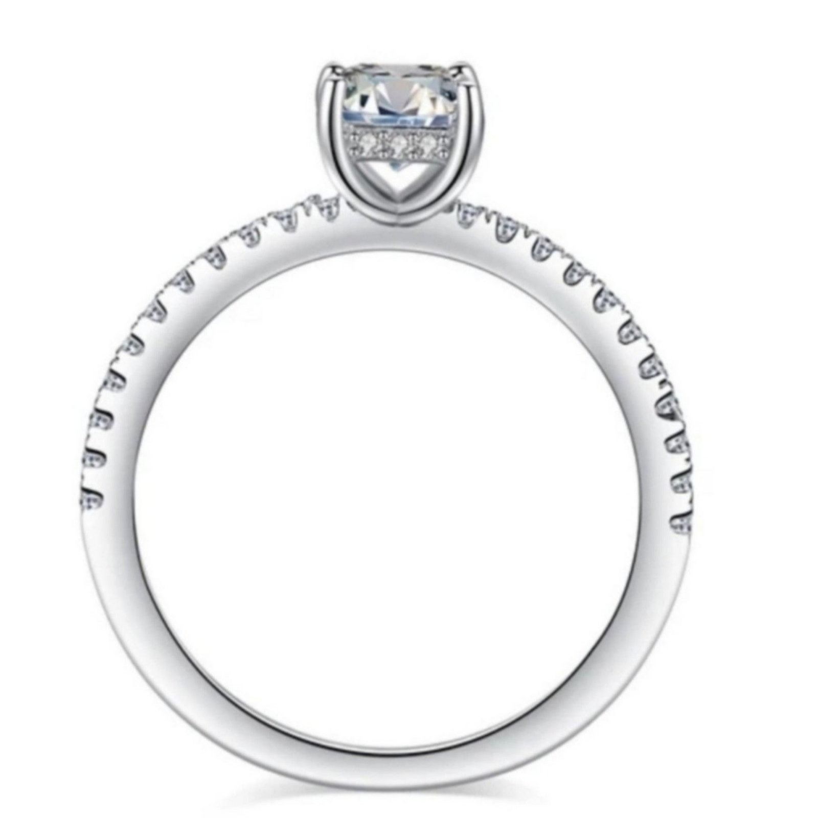 Boutique Moschino Moissanite Ring Solitaire Emerald Cut 925 Silver 8 Size ONE SIZE - 11 Thumbnail