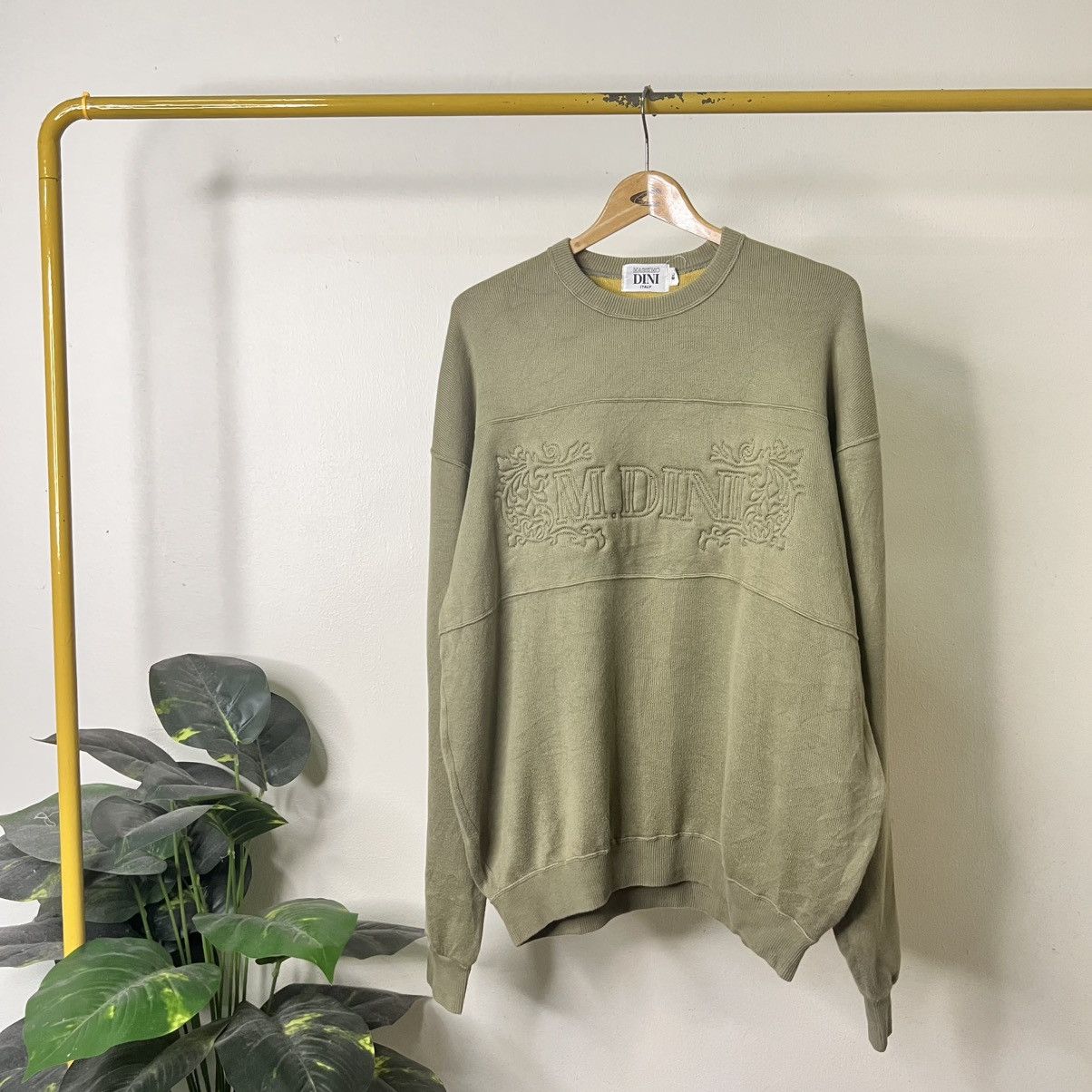 Massimo Dutti MASSIMO DINI ITALY OLIVE GREEN EMBRIODERED SWEATSHIRT Size US L / EU 52-54 / 3 - 1 Thumbnail