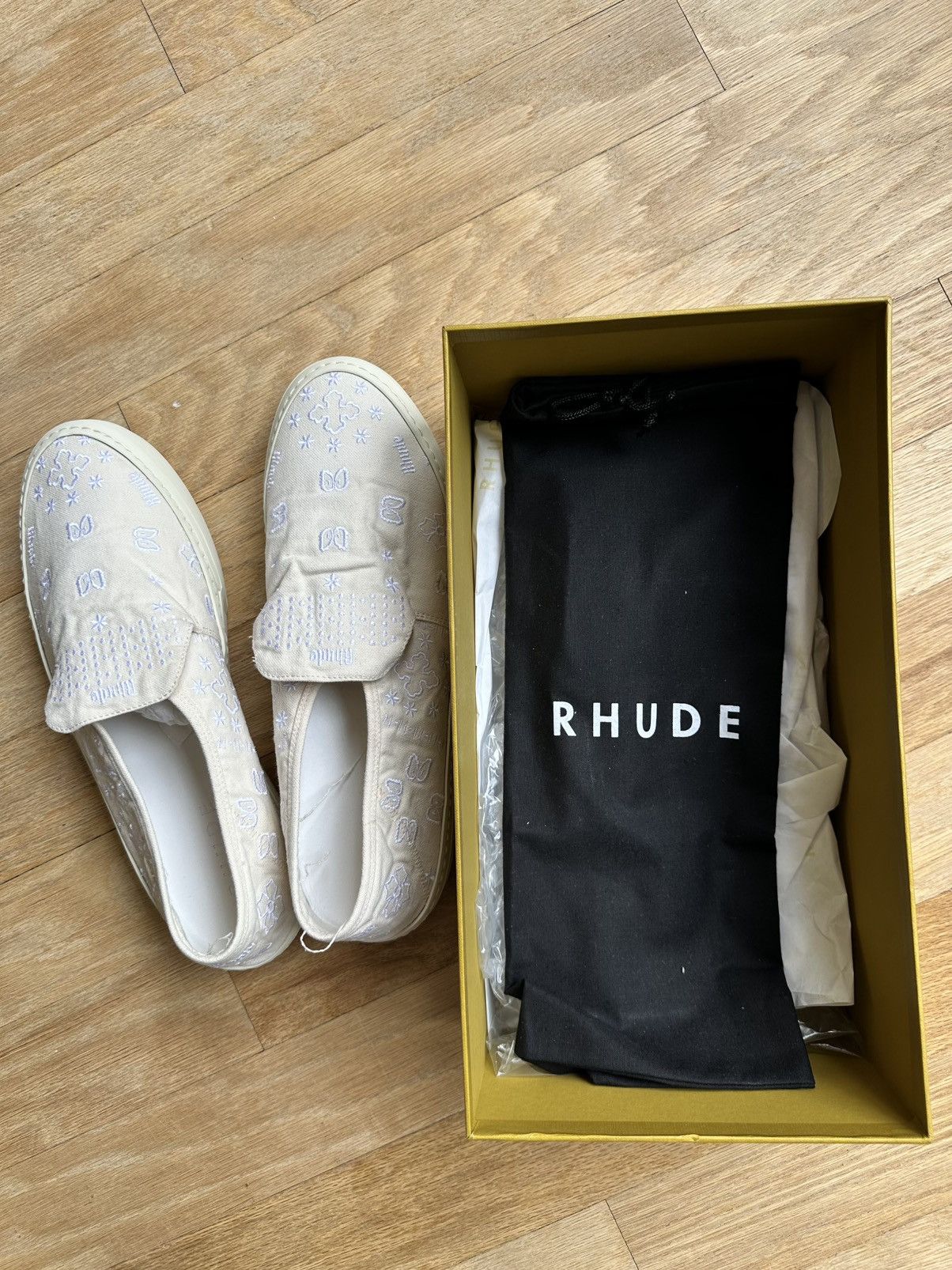 Rhude Rhude Slip On Sneaker Sz13 white/0377 Size US 13 / EU 46 - 6 Thumbnail