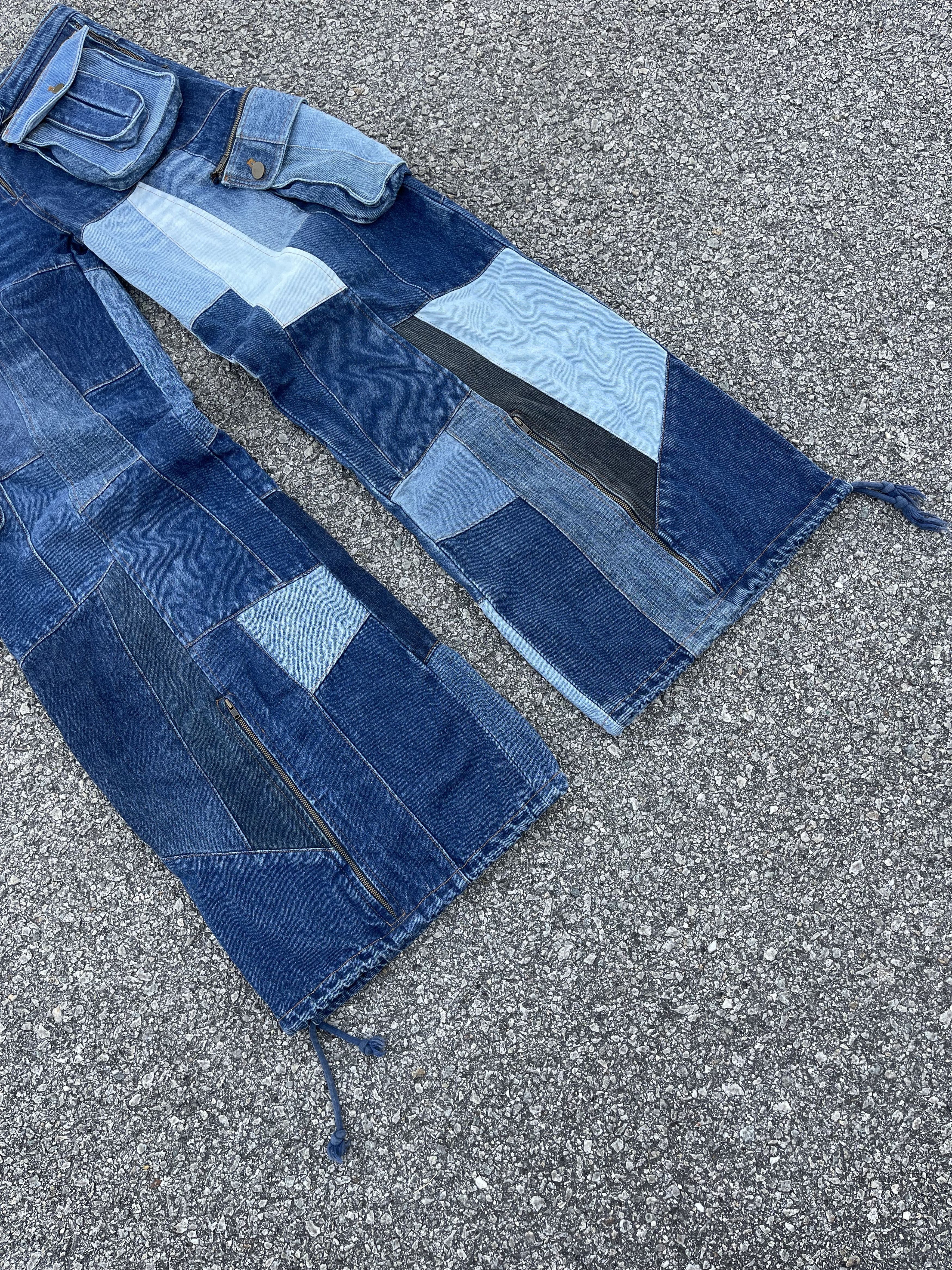 Beauty Beast × JNCO × Japanese Brand Crazy Vintage 90s Baggy Kapital Patchwork Wide Leg Size US 31 - 3 Thumbnail