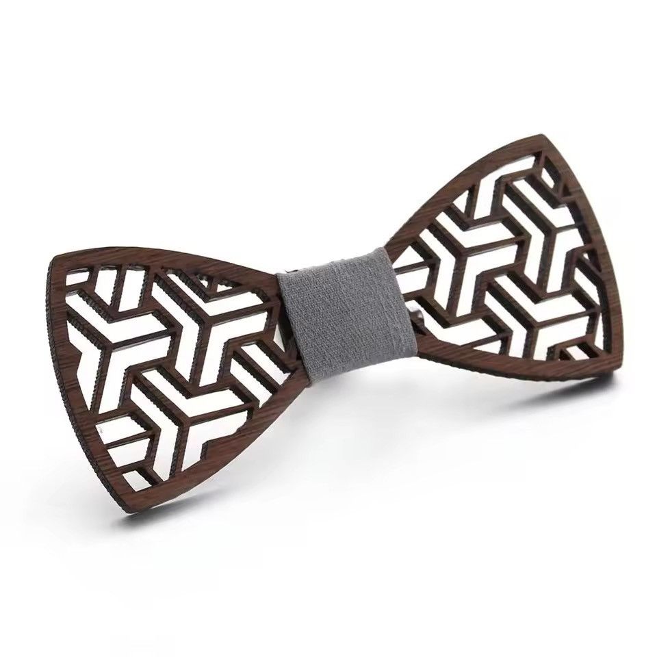 Vintage Geometric Carved Wood Neck Tie Size ONE SIZE - 1 Thumbnail