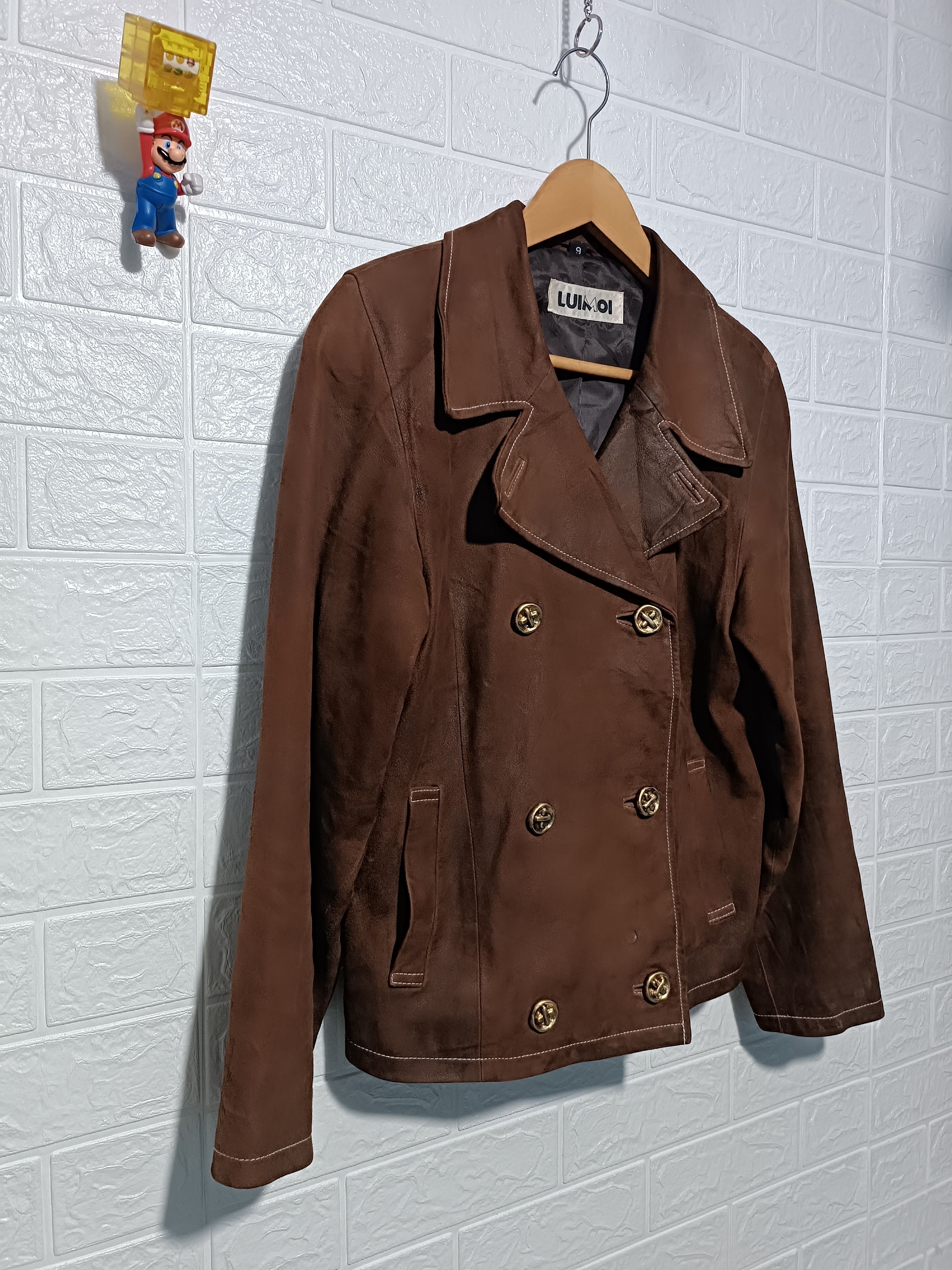 Japanese Brand Vintage Brown Sheepskin Leather Pea Coat Size M / US 6-8 / IT 42-44 - 3 Thumbnail