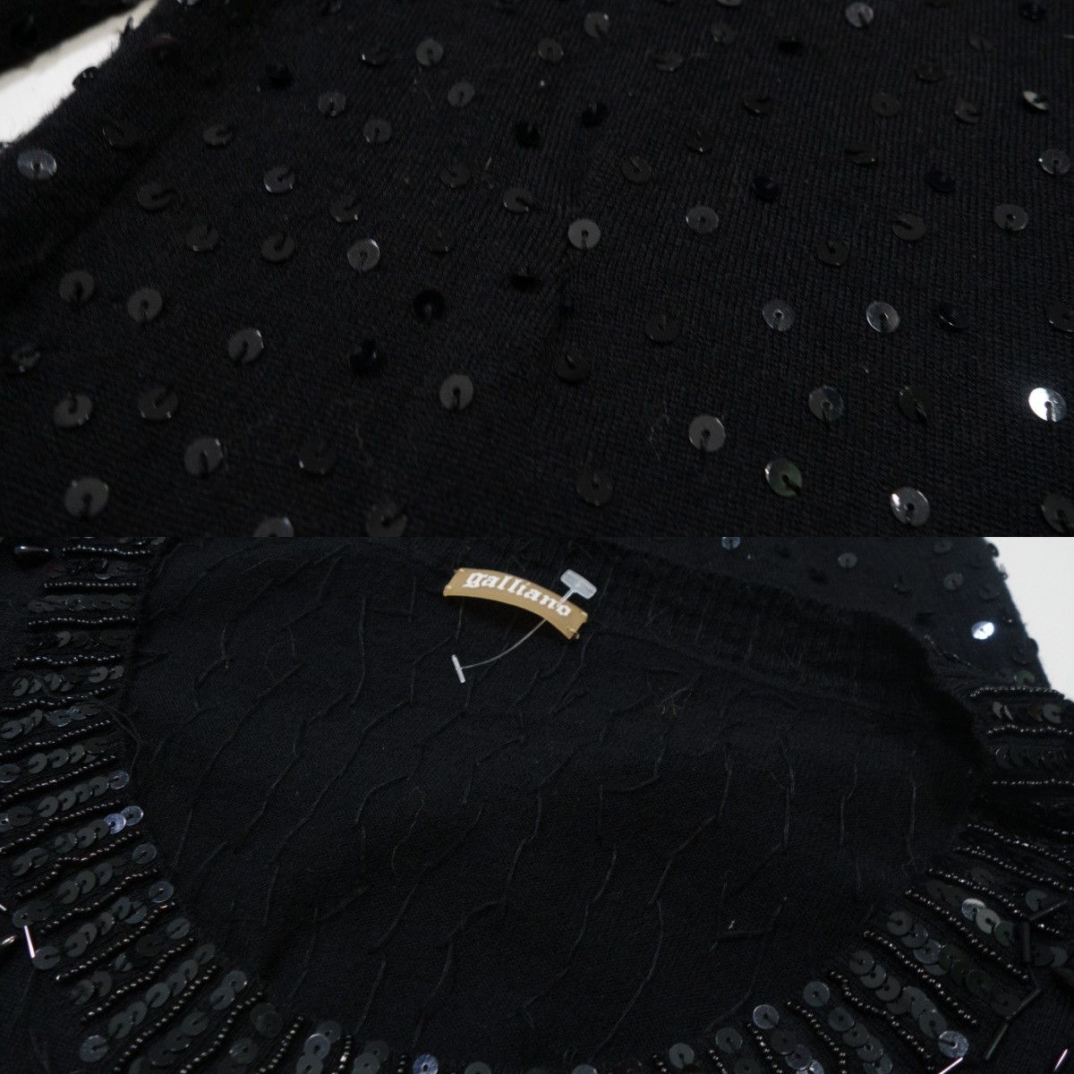 John Galliano 00s 100% Merino Wool Sequin Beaded Mini Dress Size M / US 6-8 / IT 42-44 - 9 Thumbnail