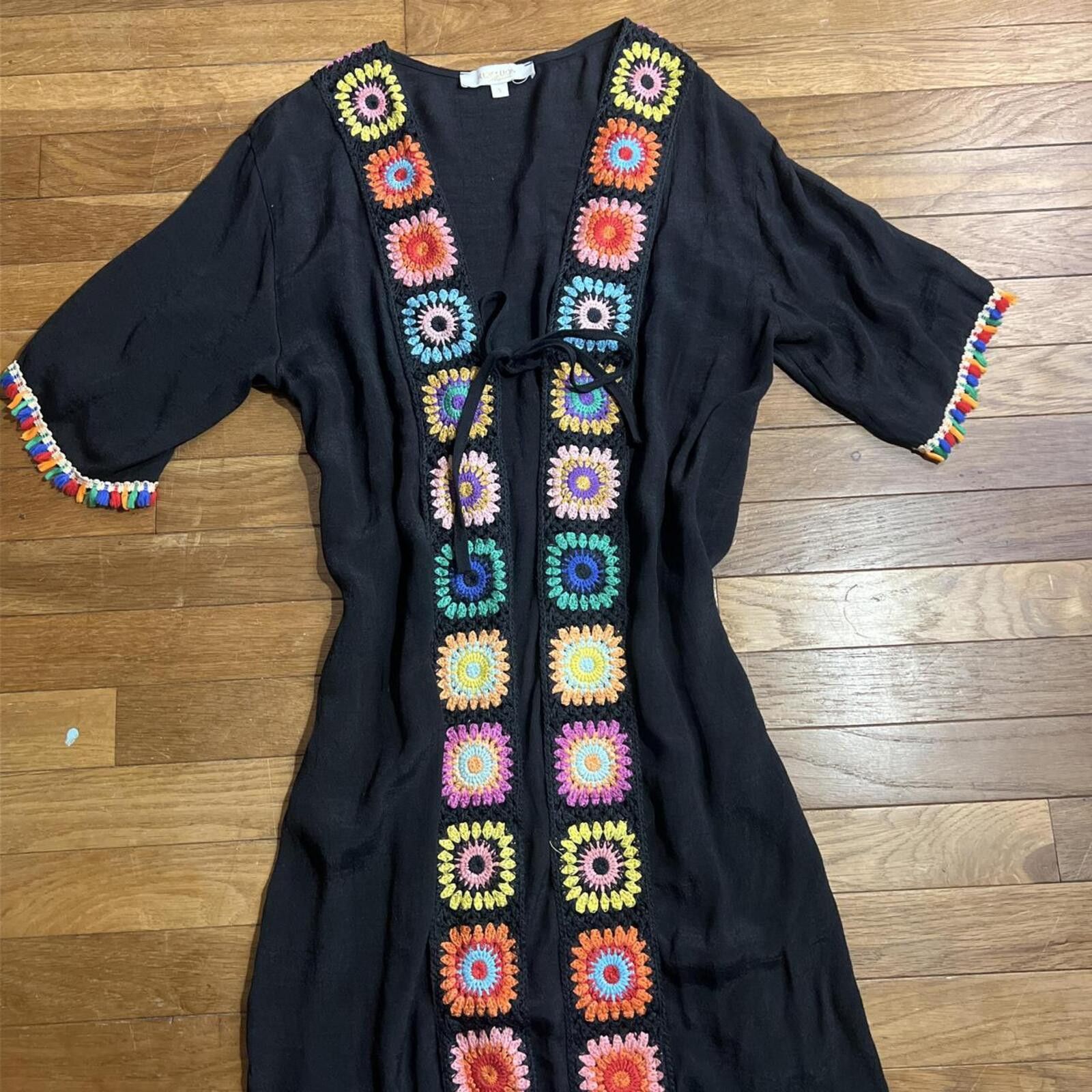 Other Rebellion black boho crochet kimono cardigan Size S / US 4 / IT 40 - 2 Thumbnail