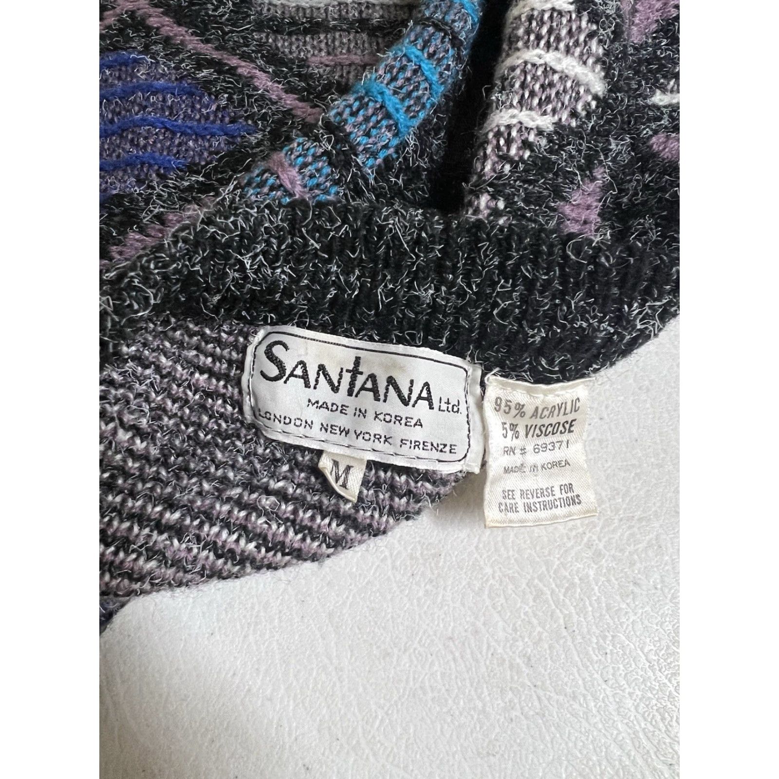 Vintage VINTAGE Santana Cardigan Geometric Pattern Long Sleeve Button V-Neck Mens M Blue 80s Size US M / EU 48-50 / 2 - 3 Thumbnail