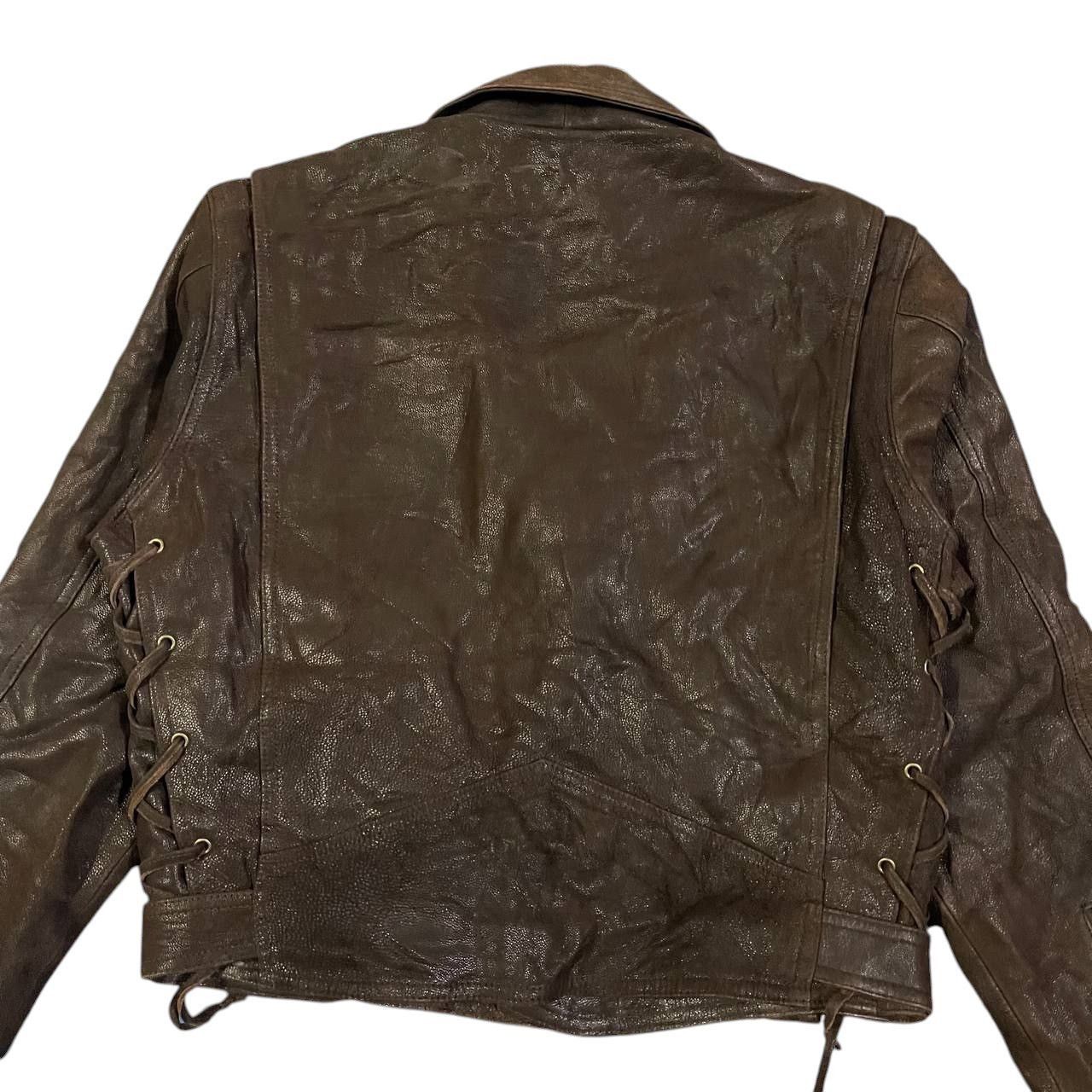 Japanese Brand Vintage Wind Armor Double Collar Leather Motorcycle Jacket Size US M / EU 48-50 / 2 - 18 Thumbnail