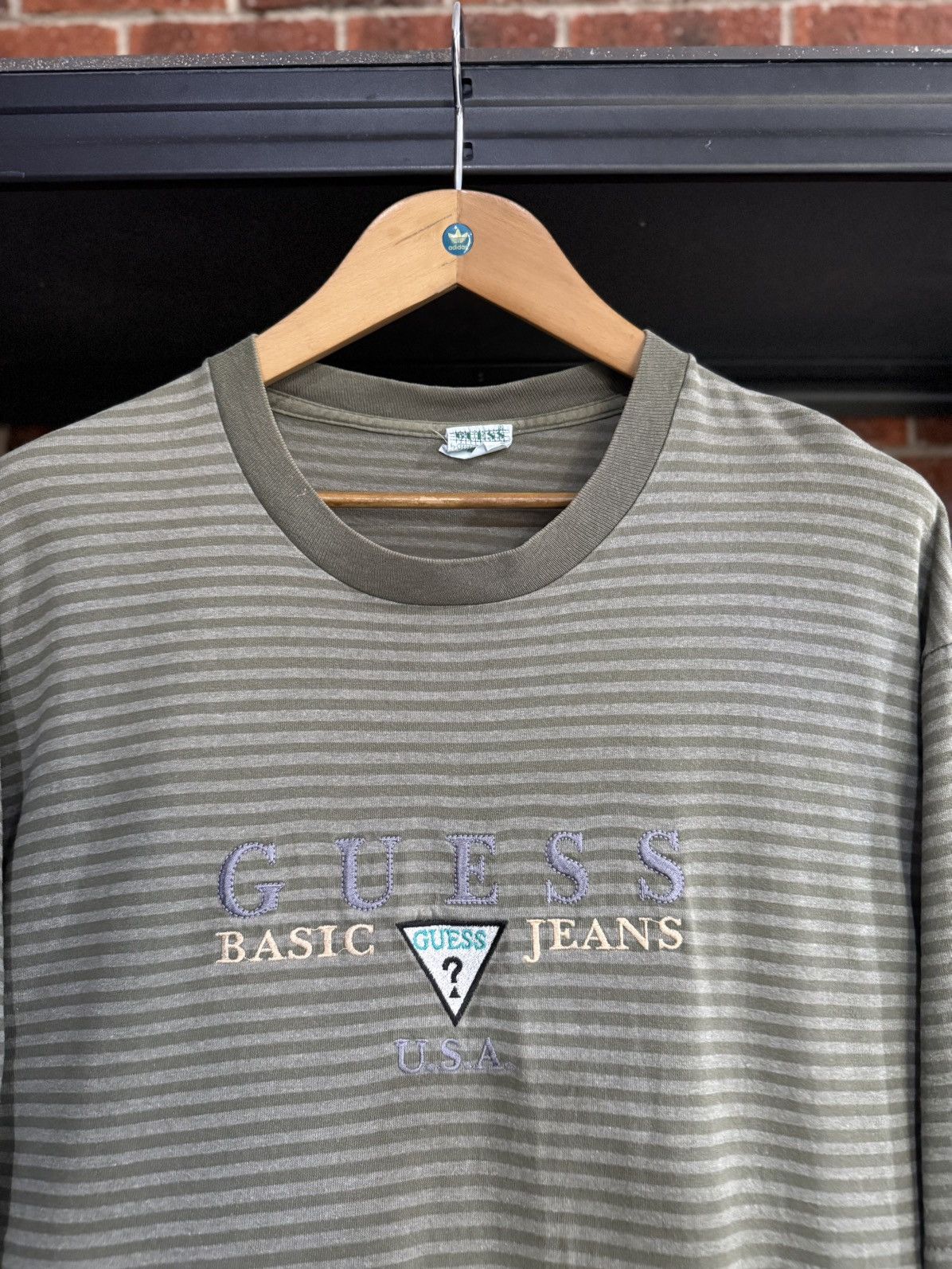 Guess × Vintage Vintage 90s Guess Georges Marciano Stripe Faded Tee Size US XL / EU 56 / 4 - 2 Thumbnail