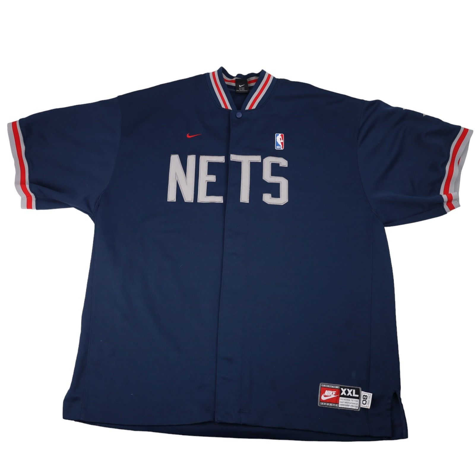 MLB × Nike × Vintage Vintage Nike New Jersey Nets Snap Down Warm Up Jersey Shirt Size US XXL / EU 58 / 5 - 1 Thumbnail
