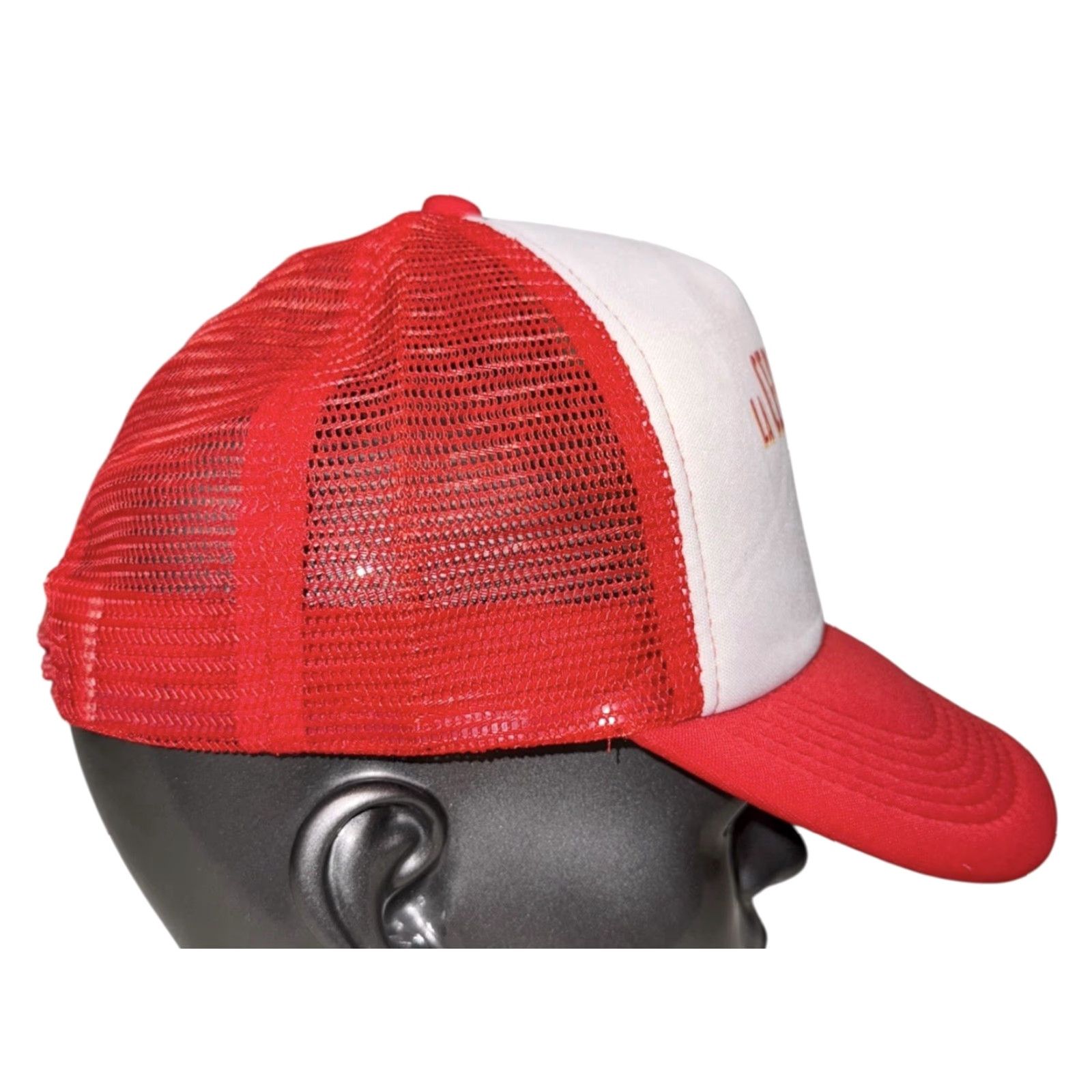 Vintage Unbranded Trucker Hat Red Beach Adjustable One Size Men La Cerveceria De Barrio Miami Beach Red Trucker Hat Adjustable Size ONE SIZE - 4 Thumbnail
