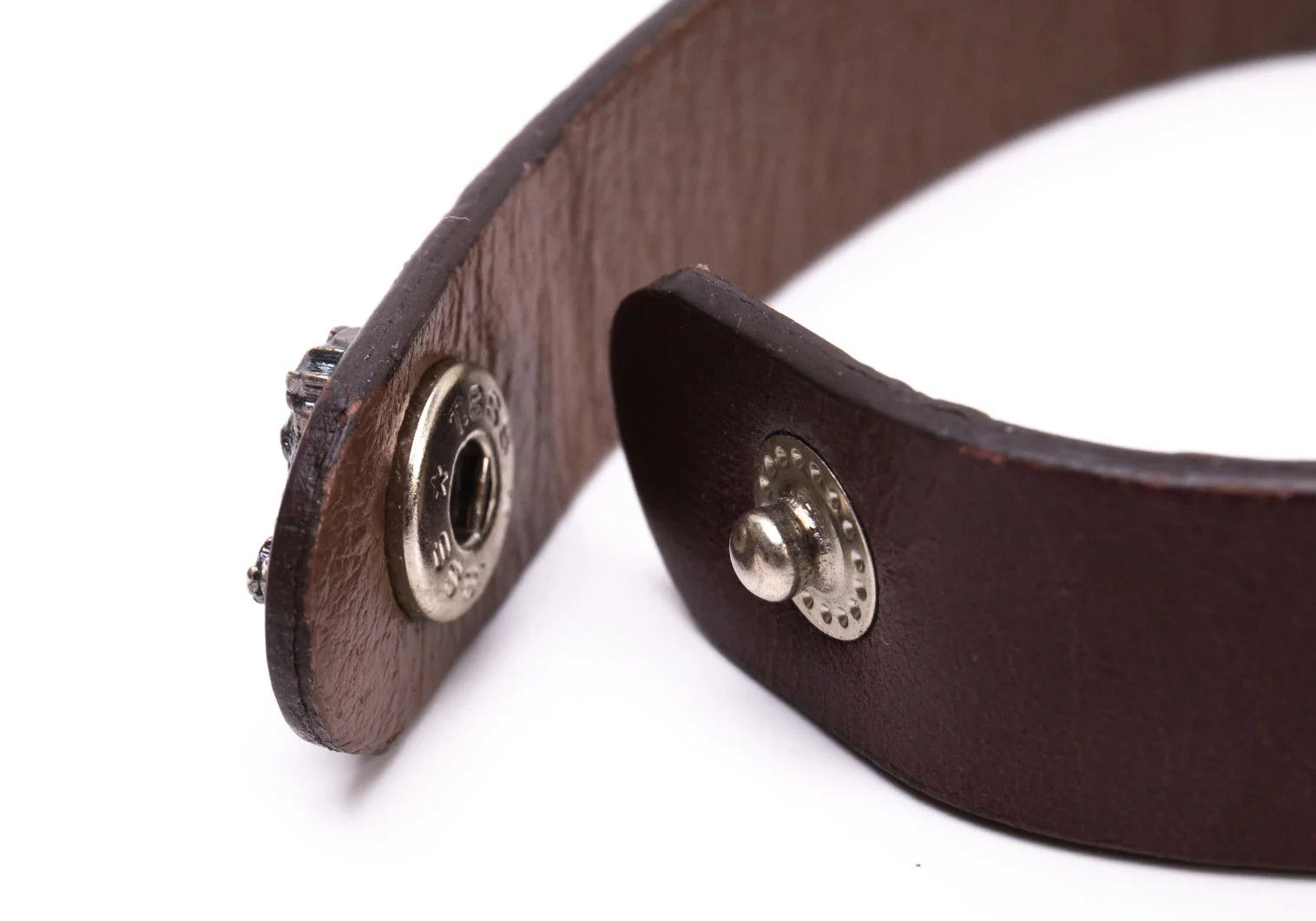 Dragon Button Leather Bracelet in Dark Brown