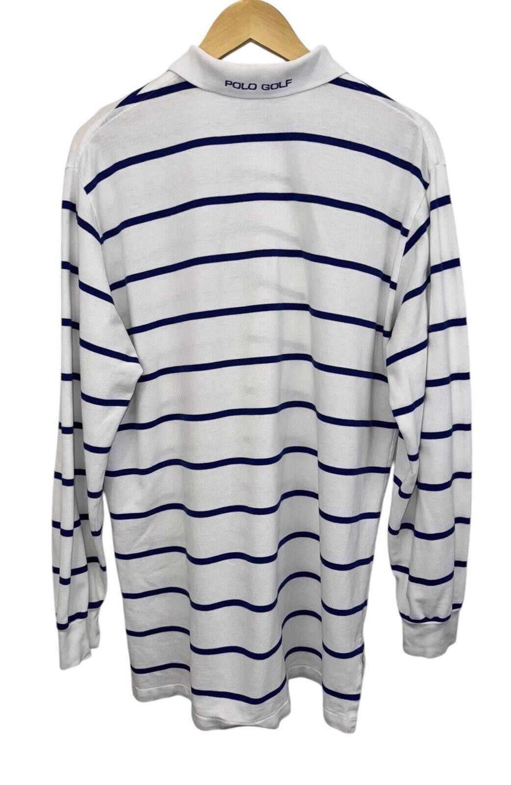 Polo Ralph Lauren Vintage Polo Golf Ralph Lauren White Blue Striped Polo Sz XL Size US XL / EU 56 / 4 - 4 Thumbnail