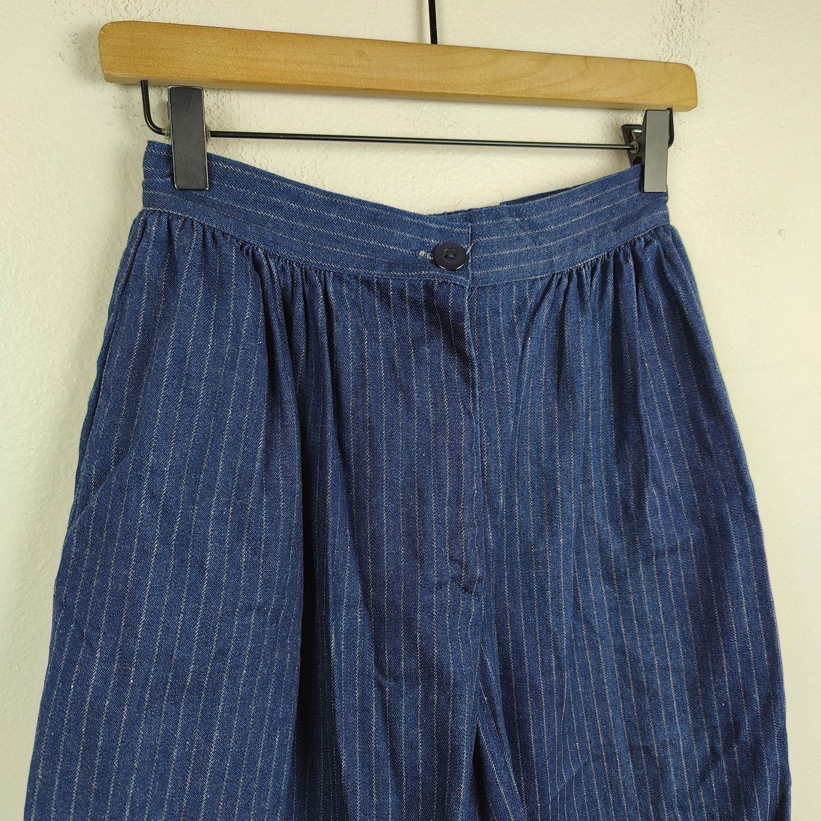 Other Vintage Via West Pants Womens Small Blue Barrel Striped Size 27" / US 4 / IT 40 - 2 Thumbnail