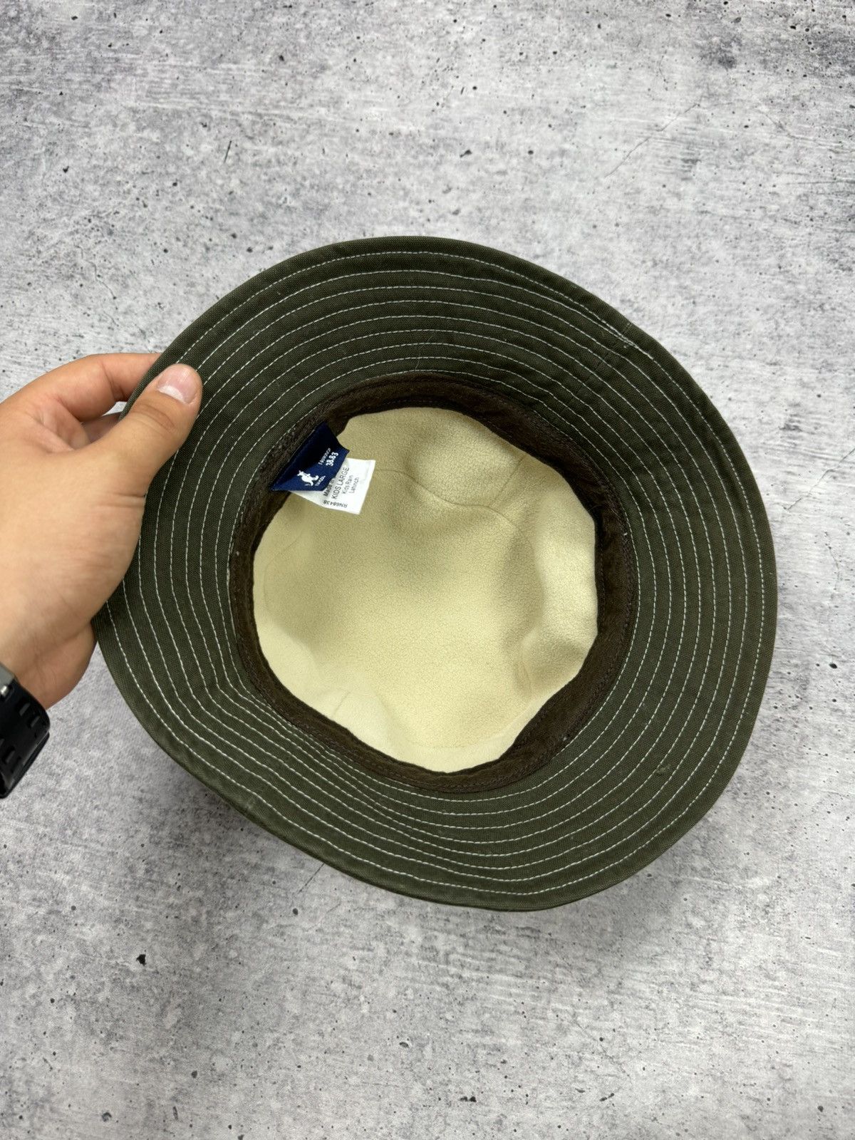 Kangol × Vintage Vintage 90’s Y2K Style Olive Logo Drill Warm Panama Hat S-M Size ONE SIZE - 11 Thumbnail