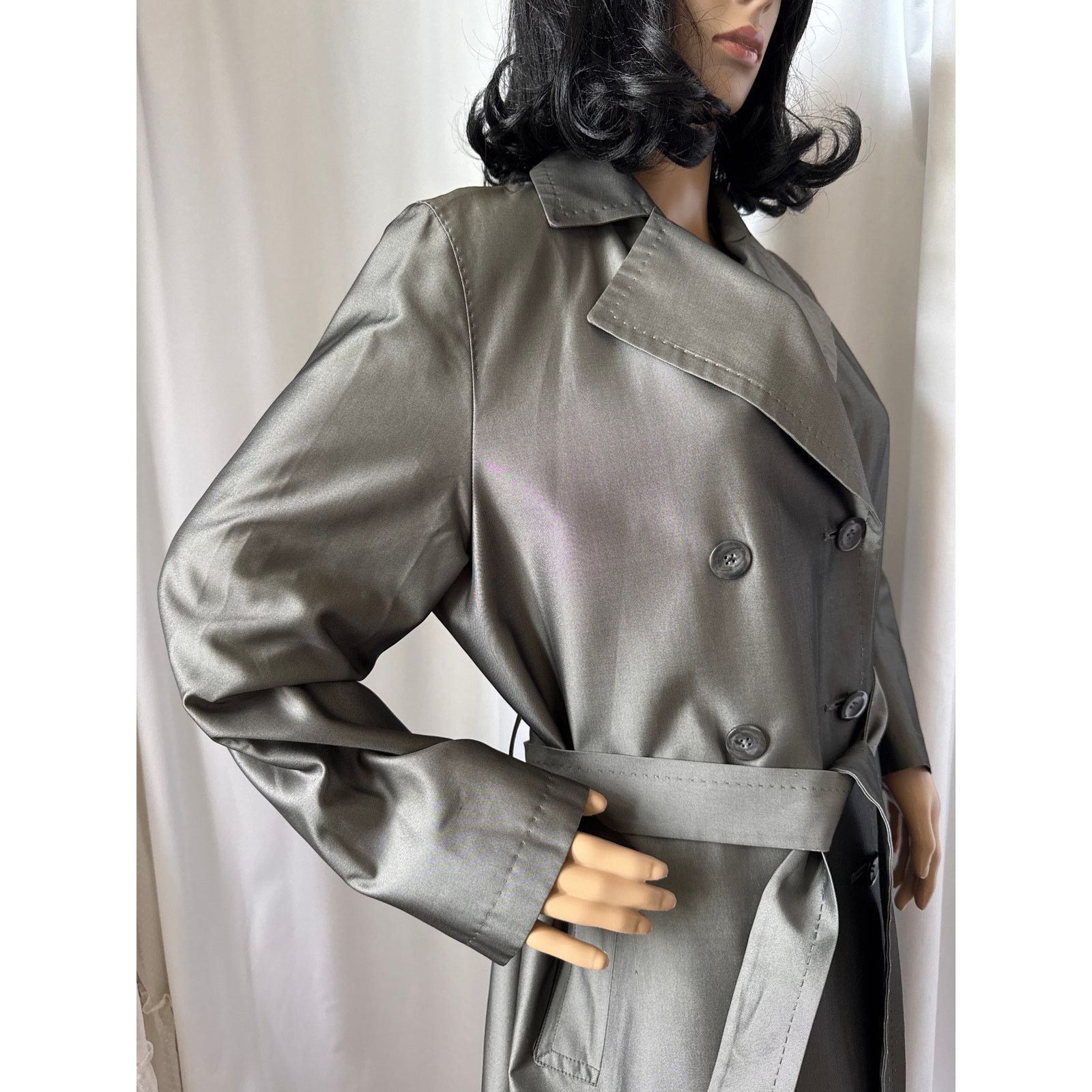 Sanyo SANYO Excellent Shimmering gray trench double breasted coat Size M / US 6-8 / IT 42-44 - 10 Thumbnail