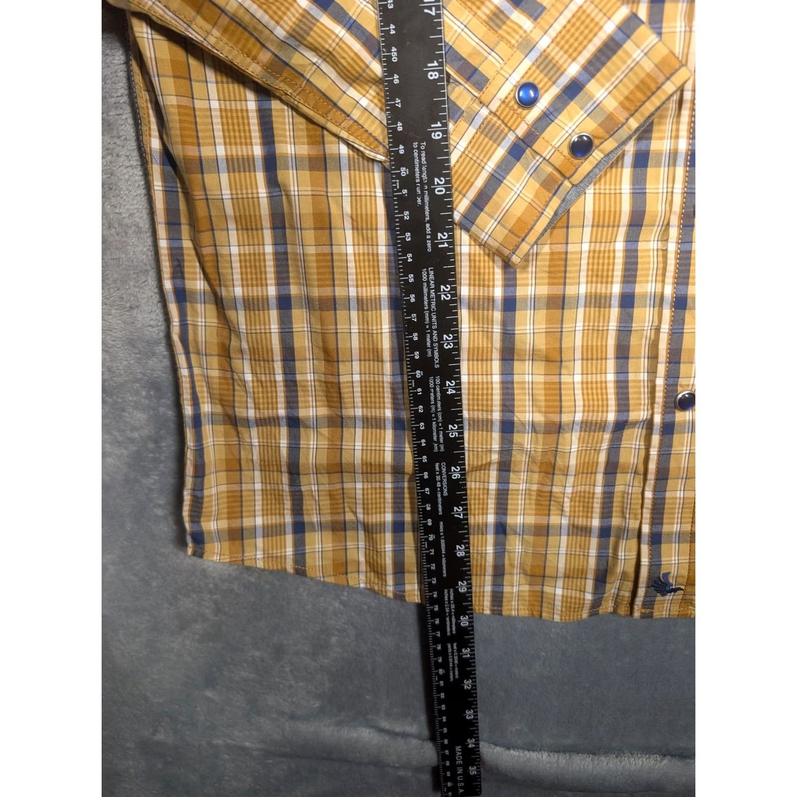 Cody James Cody James Shirt Mens Medium Yellow Plaid Long Sleeve Western Snap Front Cotton Size US M / EU 48-50 / 2 - 2 Thumbnail