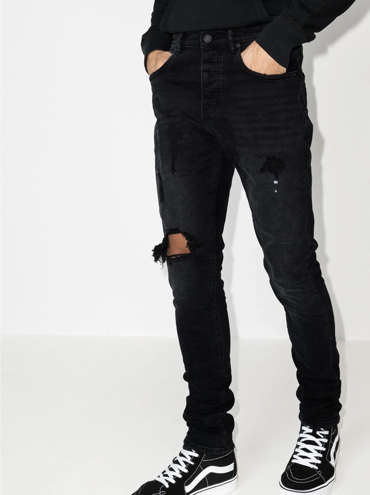 RARE‼️ Purple brand distressed paint splatter jeans