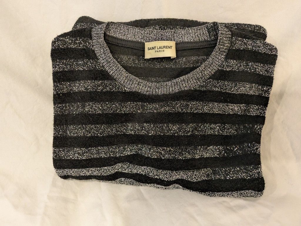 Saint Laurent Paris Saint Laurent Black And Silver Striped Sweater size L Size L / US 10 / IT 46 - 4 Thumbnail