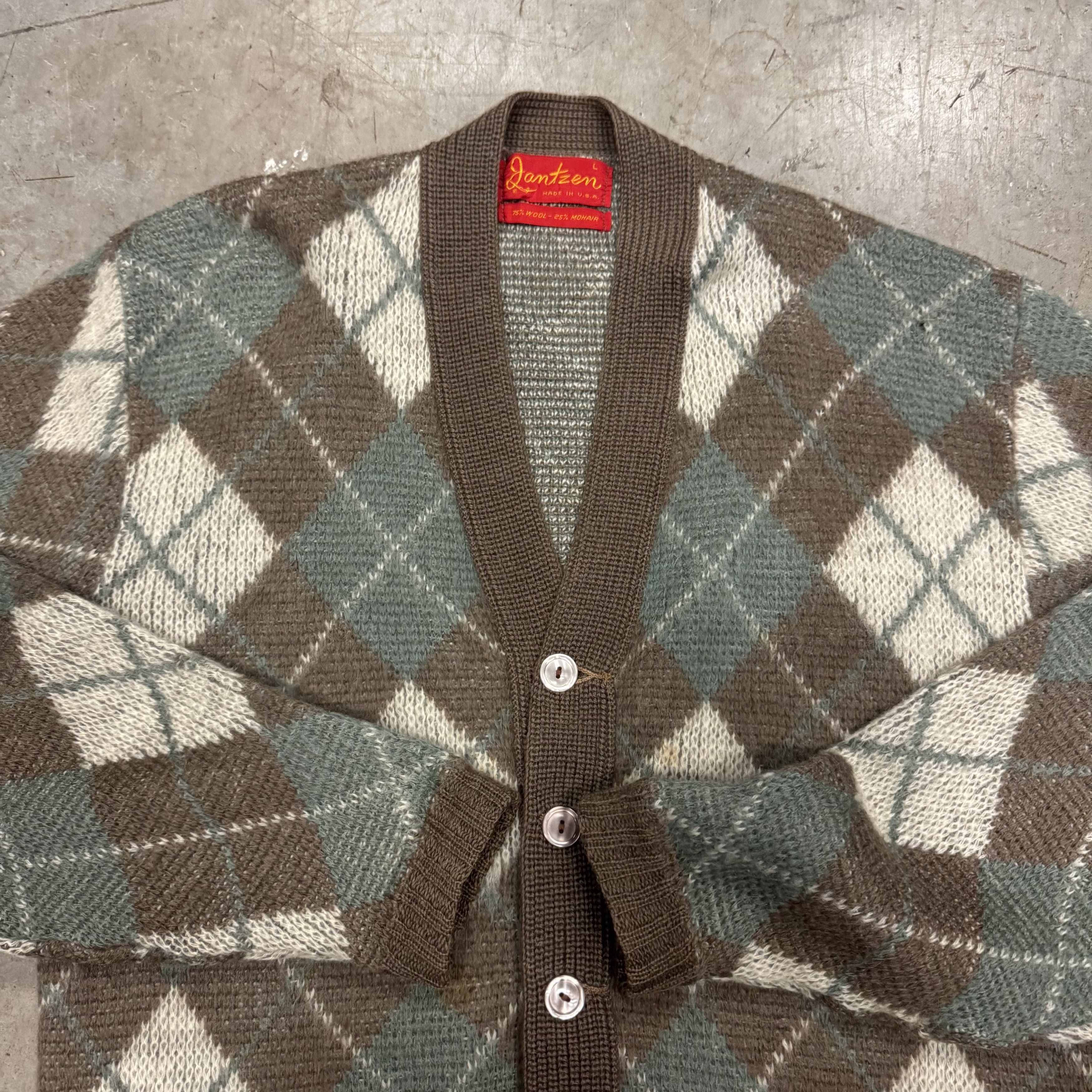 Japanese Brand × Vintage VTG 70s Jantzen Mohair Argyle Cardigan Preppy Grunge Size US L / EU 52-54 / 3 - 3 Thumbnail