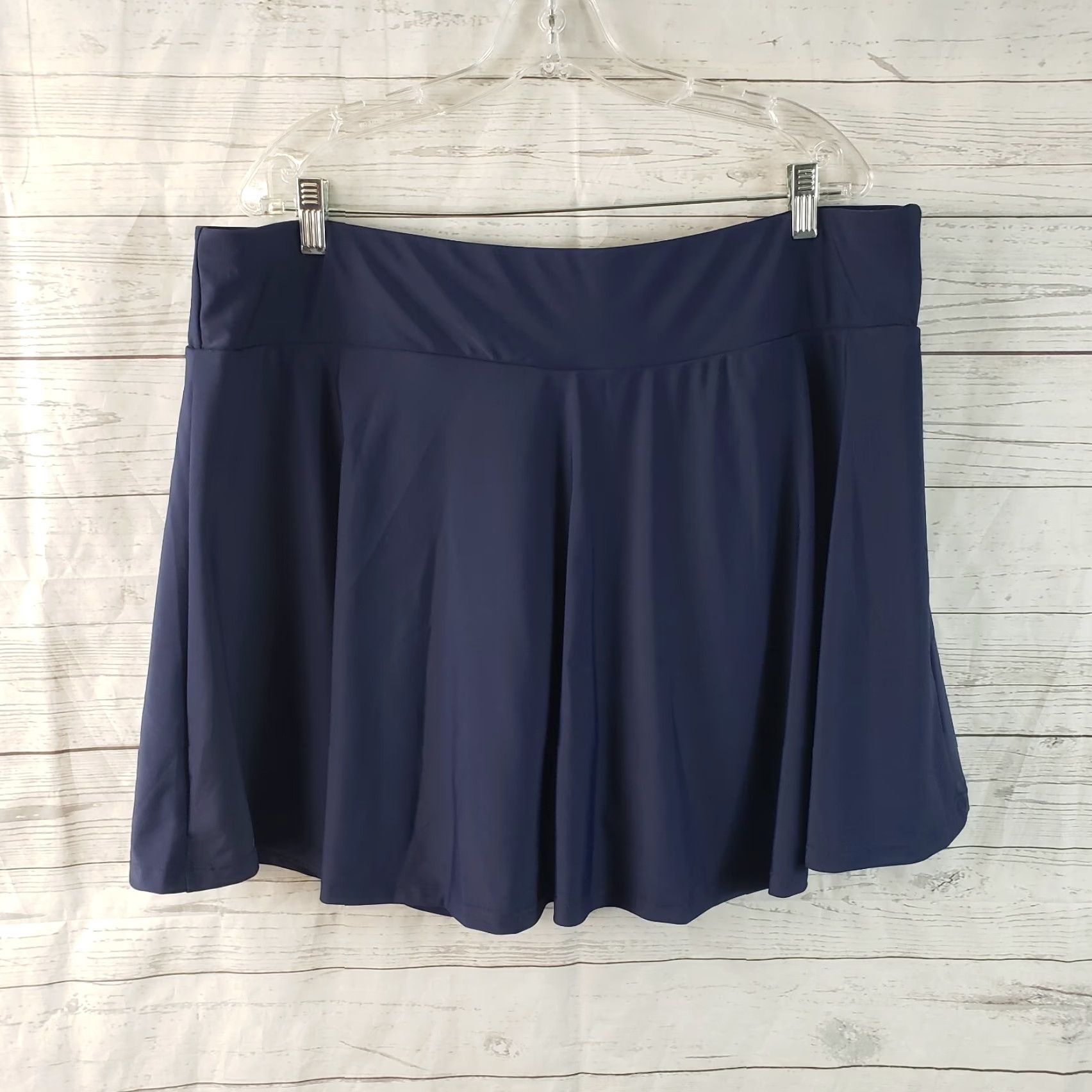 Vintage Ella Mae Womens Flowy Swim Skort 2X Solid Blue Pull On Size ONE SIZE - 2 Thumbnail