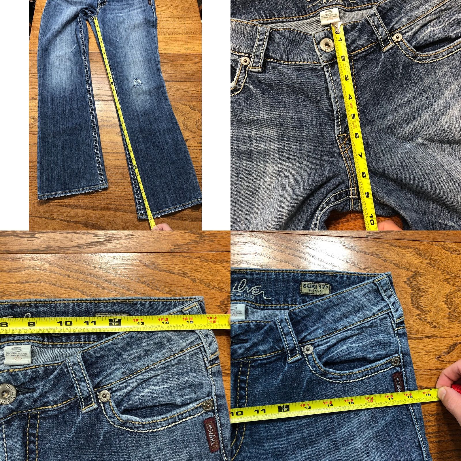Silver Jeans Co. Silver Jeans Womens Bootcut Jeans Blue Tag 31 X 30 Inseam Distressed Denim Size 24" / US 00 / IT 34 - 9 Thumbnail