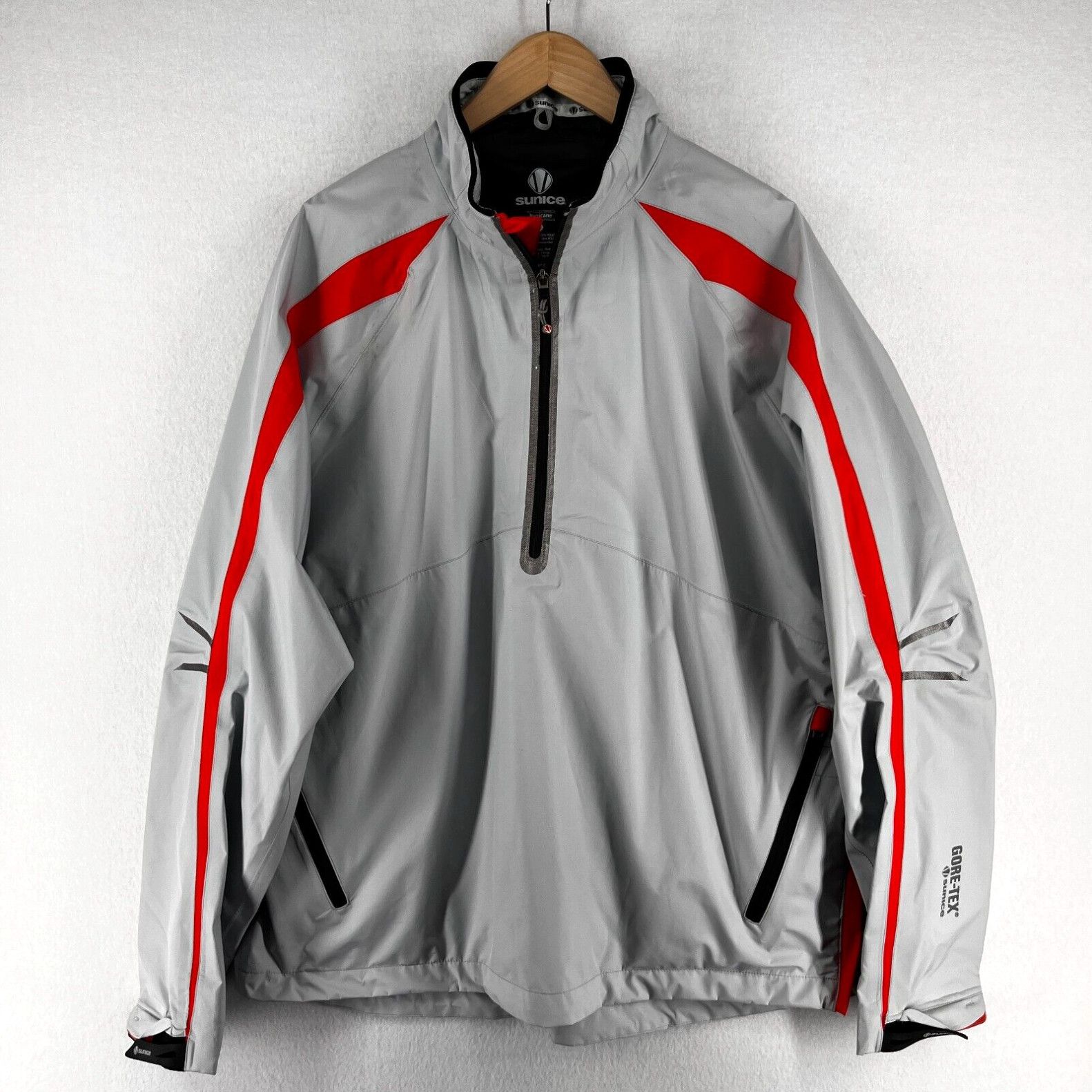 image of Vintage Sunice Jacket Mens XL Golf Hurricane Gore-Tex 1/4 Zip Windbreaker Pullover Gray in White