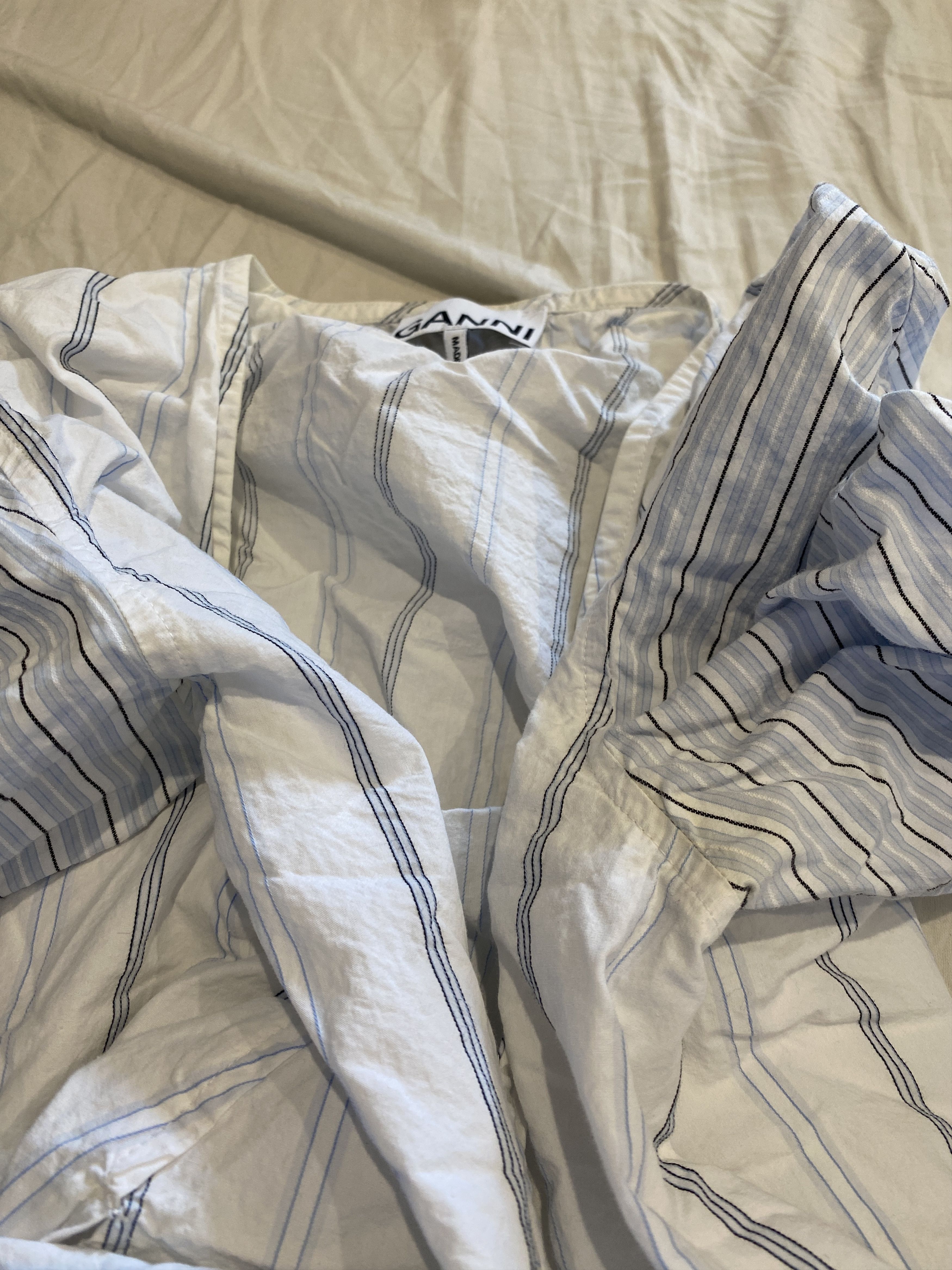 Ganni Ganni striped wrap blouse shirt v neck Size XS / US 0-2 / IT 36-38 - 9 Thumbnail