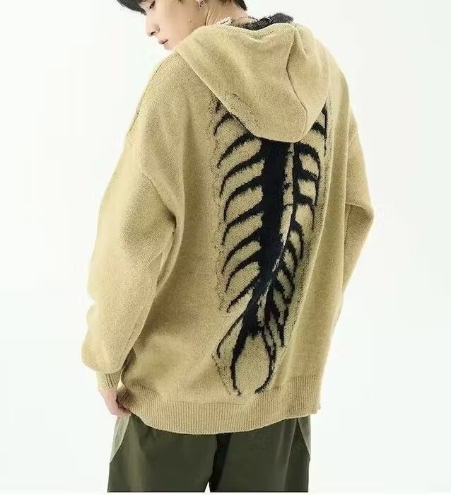 Japanese Brand × Vintage Beige Knitted Hoodie Hooded Sweatshirt Size US L / EU 52-54 / 3 - 4 Thumbnail
