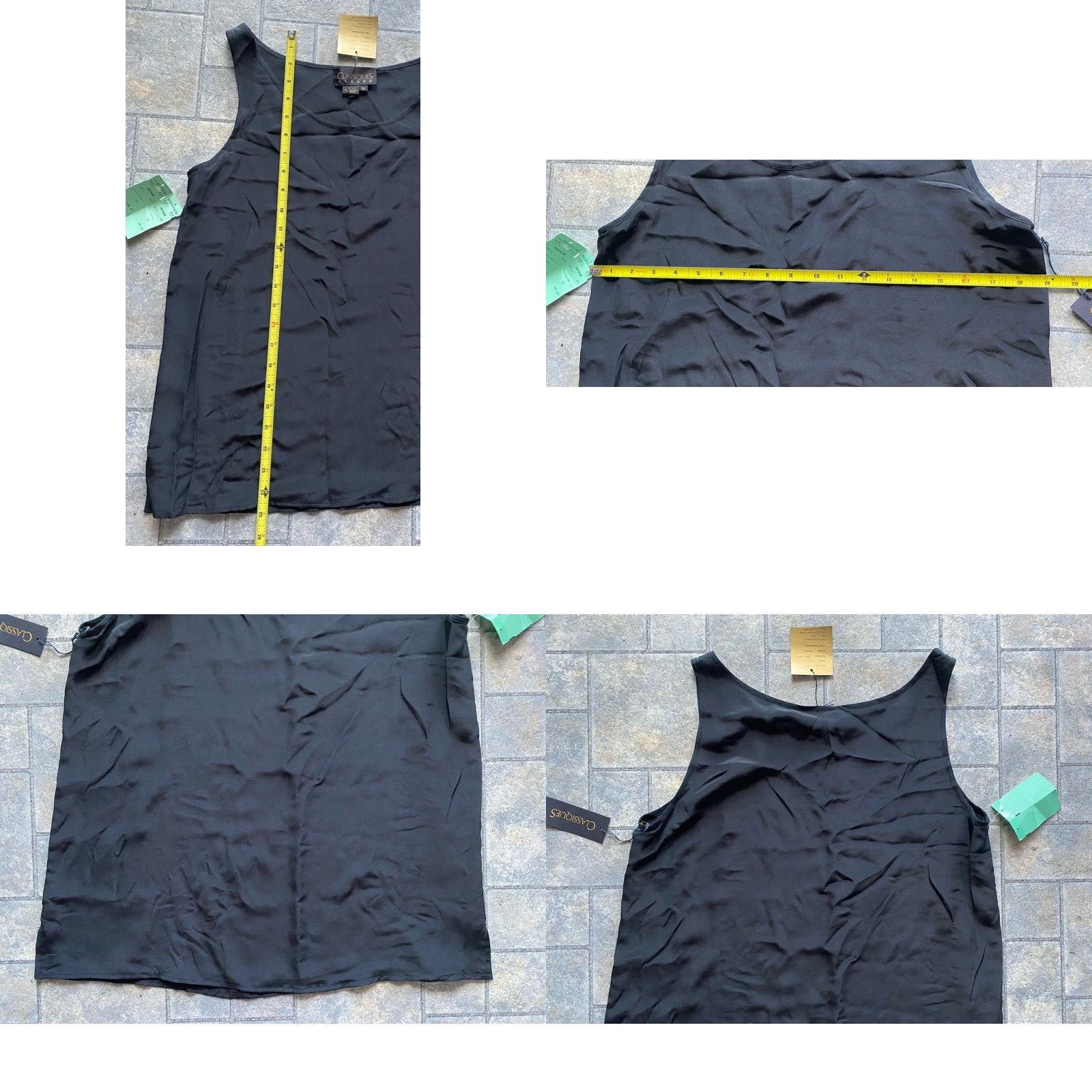 Vintage Classiques Tank Women's Size 10 Black 100% Silk Top Style 1011 NEW WITH TAGS Size L / US 10 / IT 46 - 8 Thumbnail