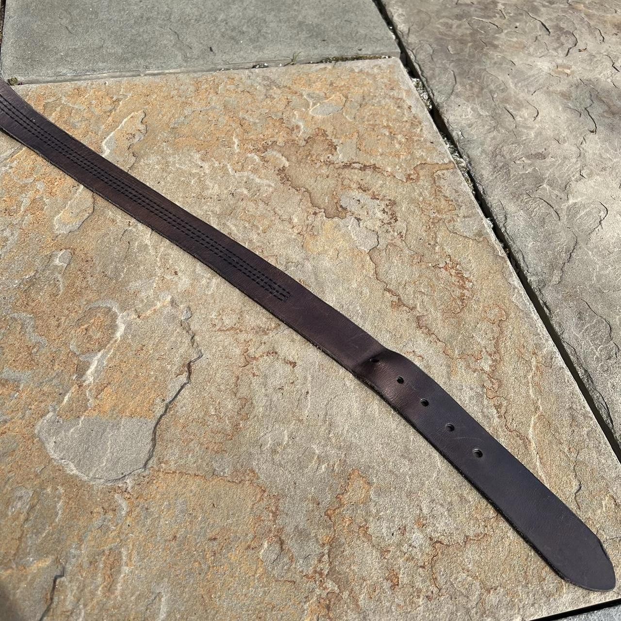 Urban Outfitters Brown Leather Triple Stitch Belt Size ONE SIZE - 3 Thumbnail