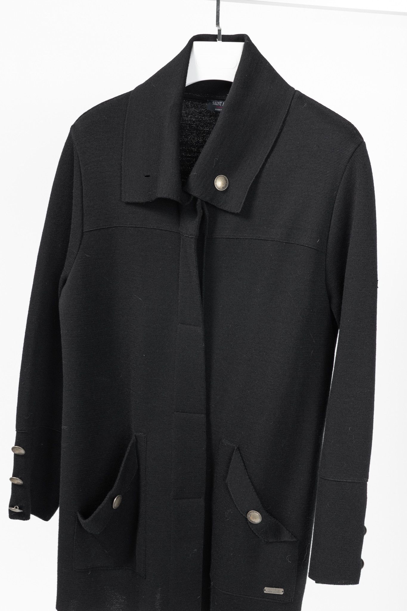 Saint James Saint James Black Wool Collared Cardigan Size L / US 10 / IT 46 - 3 Thumbnail