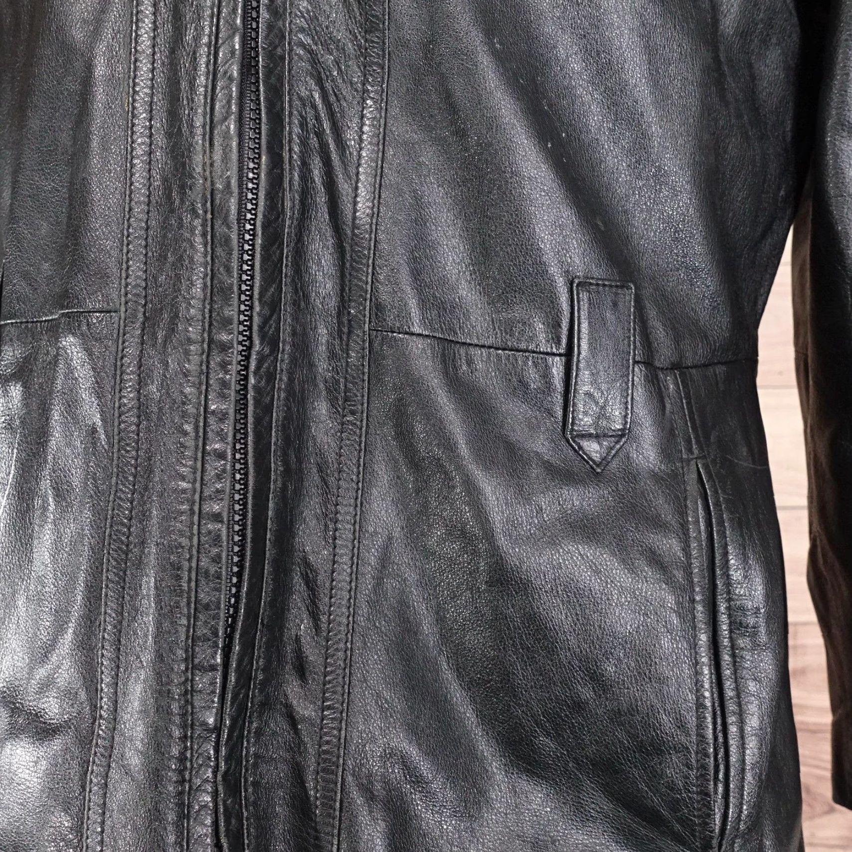 Vintage Wilsons Leather Jacket Mens Large Black Hooded Thinsulate 3M Zip Parka Size US L / EU 52-54 / 3 - 4 Thumbnail