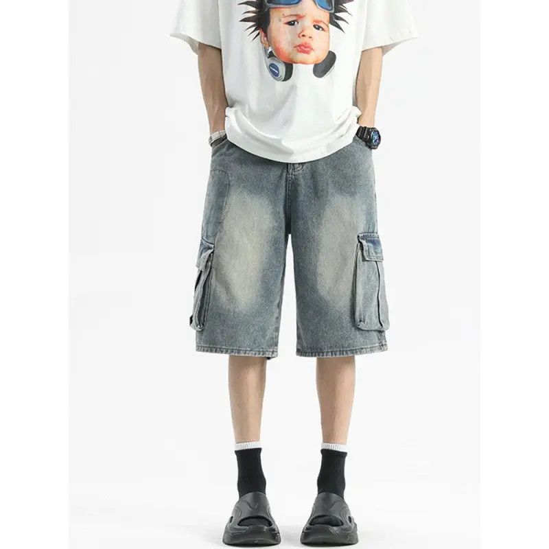 Japanese Brand × Jean Retro straight tube loose pocket denim shorts Size US 32 / EU 48 - 1 Thumbnail