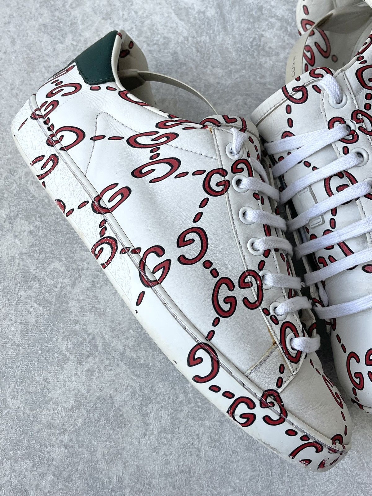 Gucci Gucci Ace Sneaker Ghost Graffiti Print Monogram Trainers Size US 6.5 / IT 36.5 - 3 Thumbnail