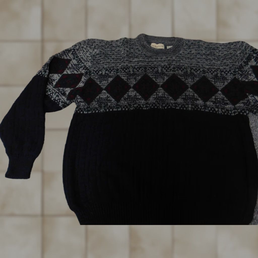 Vintage Hardwood & Pine Mens Sweater Pullover Crew Neck Large Gray Striped Knit Acrylic Classic Regular Knit Size US L / EU 52-54 / 3 - 1 Thumbnail