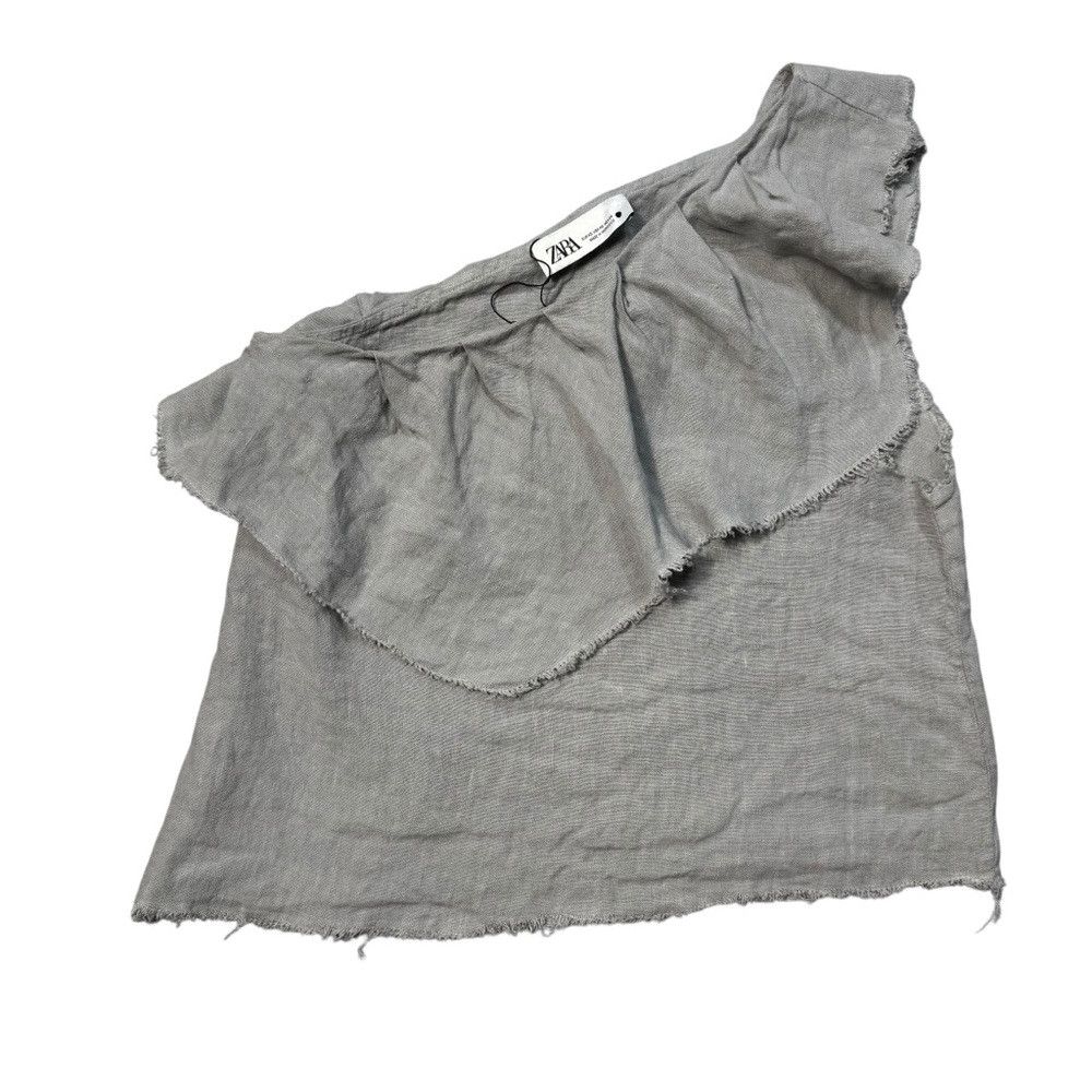 Zara New ZARA Asymmetrical Linen Grey Top SIze XS Size XS / US 0-2 / IT 36-38 - 6 Thumbnail