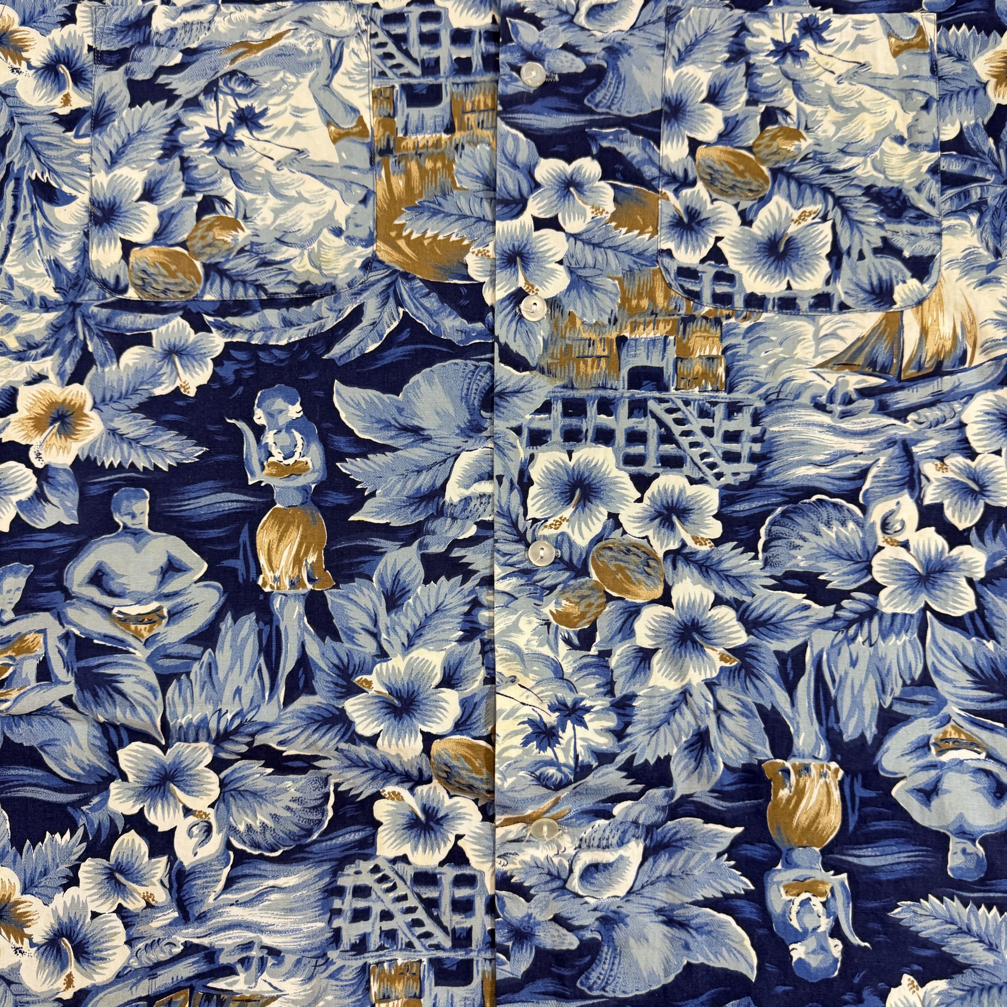 Vintage 60s Vintage Hawaiian Shirt Notch Collar Tiki Luau Tropical Size US L / EU 52-54 / 3 - 2 Thumbnail