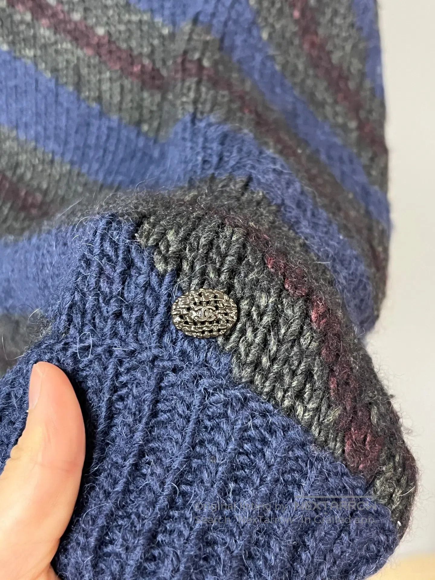 Chanel Chanel Blue and Green Striped Wool Sweater| Size XXS / US 00 / IT 34 - 3 Thumbnail