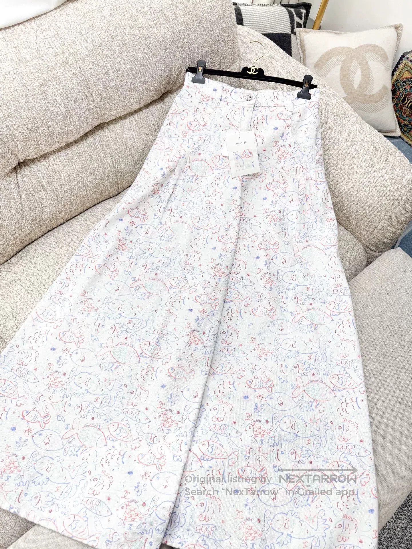 Chanel Chanel 25C Graffiti Fish Print Wide-Leg Pants. Size US 38 / EU 54 - 1 Thumbnail