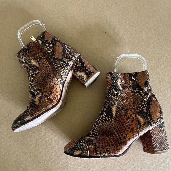 Zadig & Voltaire Zadig & Voltaire Glimmer Wilk Embossed Snake Heeled Boots Size US 8 / IT 38 - 3 Thumbnail